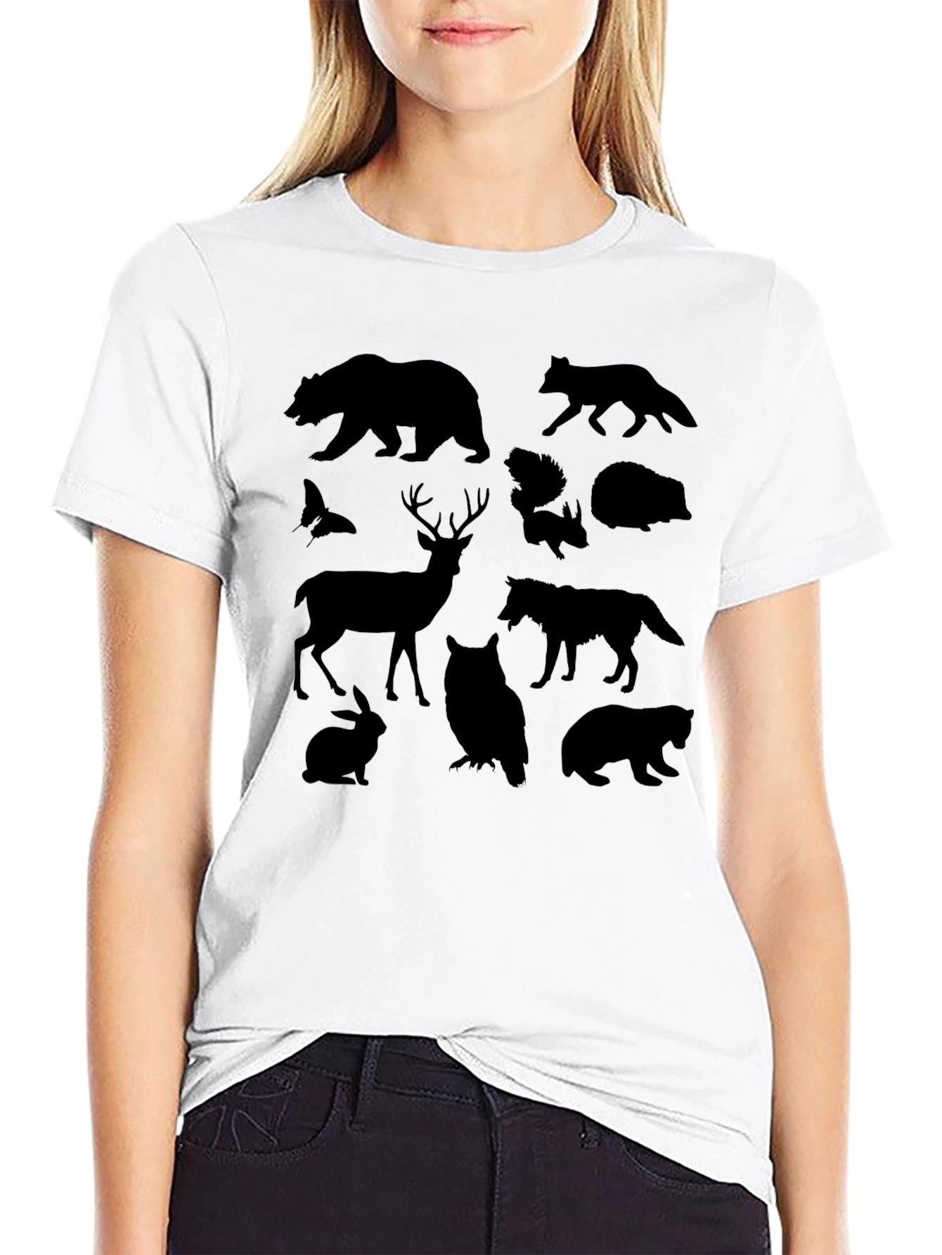 Wildlife Silhouette Graphic Tee - Unisex Black T-Shirt