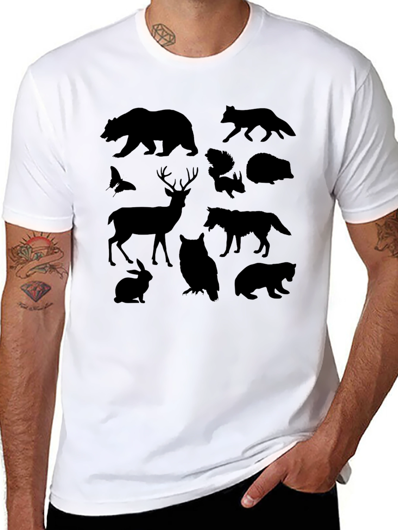 Wildlife Silhouette Graphic Tee - Unisex Black T-Shirt