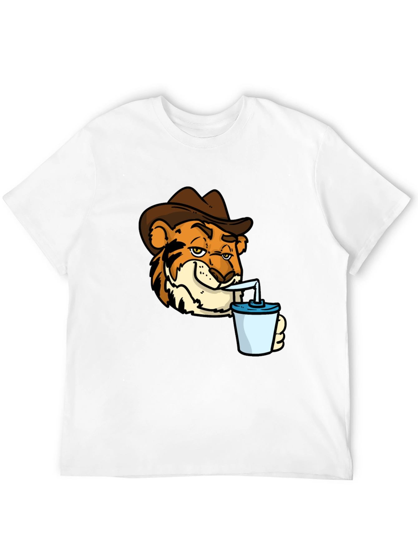 Tiger Cowboy Drinking T-Shirt - Cool Graphic Tee