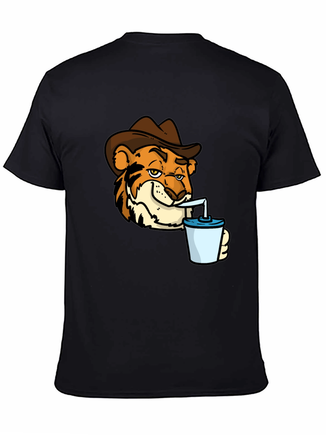 Tiger Cowboy Drinking T-Shirt - Cool Graphic Tee