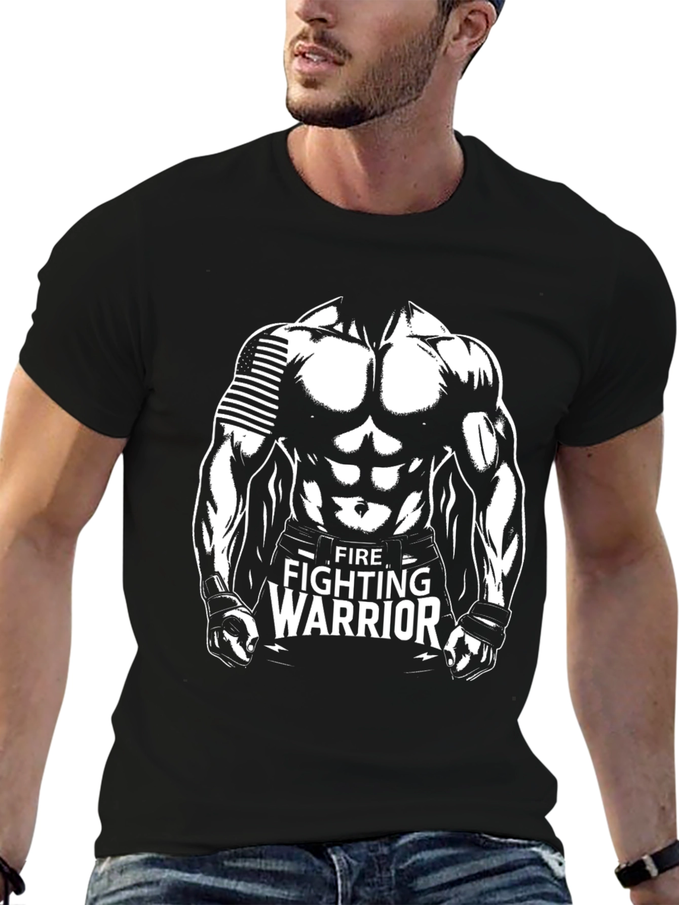 Fire Fighting Warrior Black T-Shirt