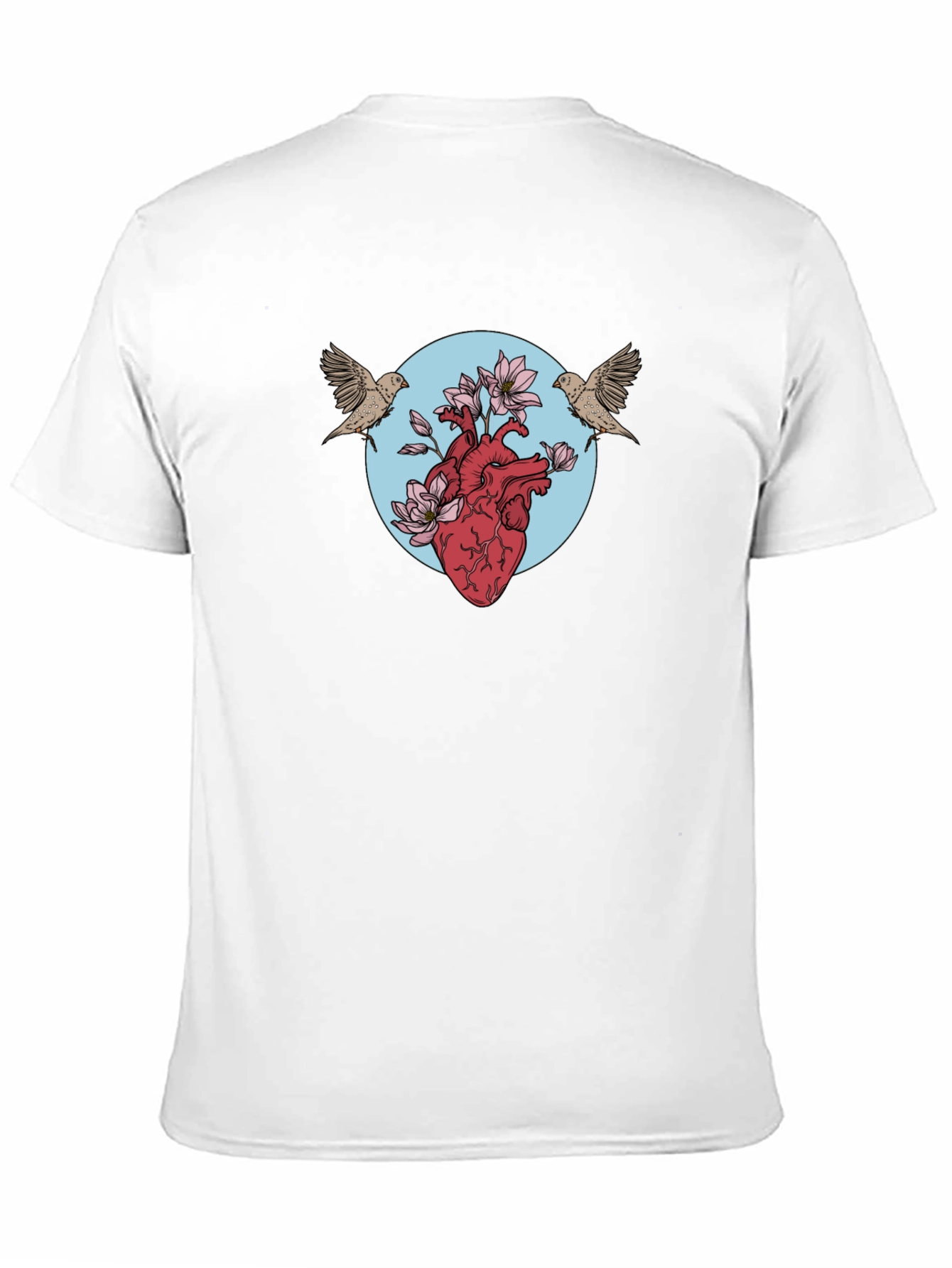 Heart & Birds Graphic Tee - Unique Design