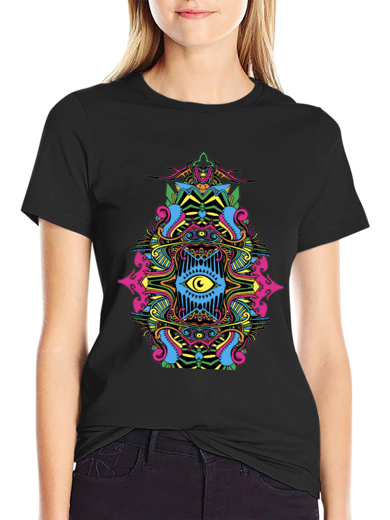 Psychedelic Eye Graphic Tee - Black