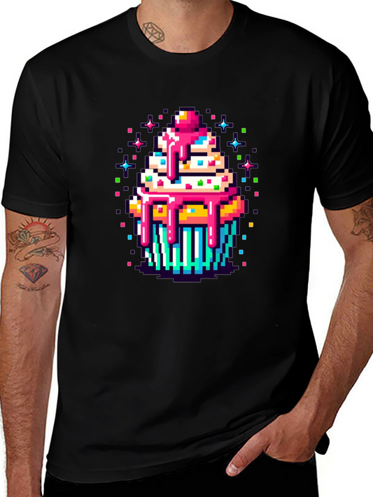 Pixel Art Cupcake Graphic Tee - Sweet Style!