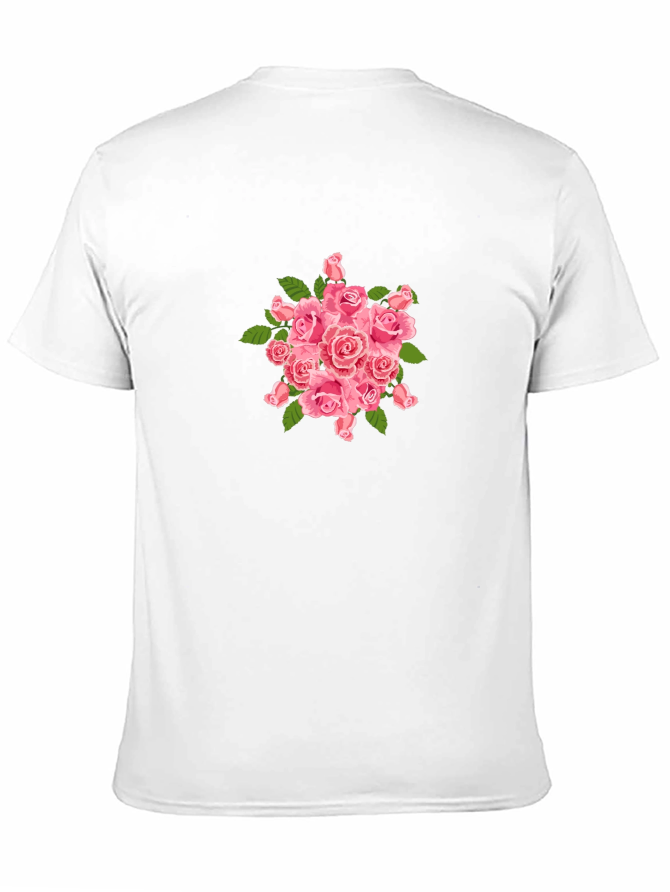 Mens Black T-Shirt with Pink Roses Design