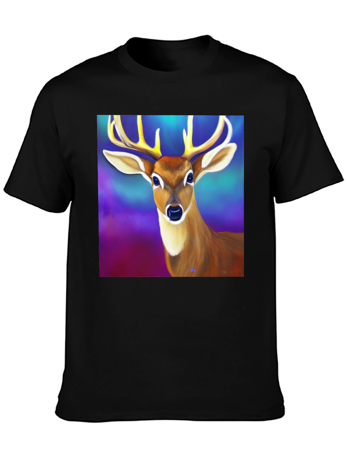 Deer Graphic Tee - Mens Black Cotton T-Shirt