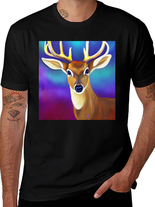 Deer Graphic Tee - Mens Black Cotton T-Shirt