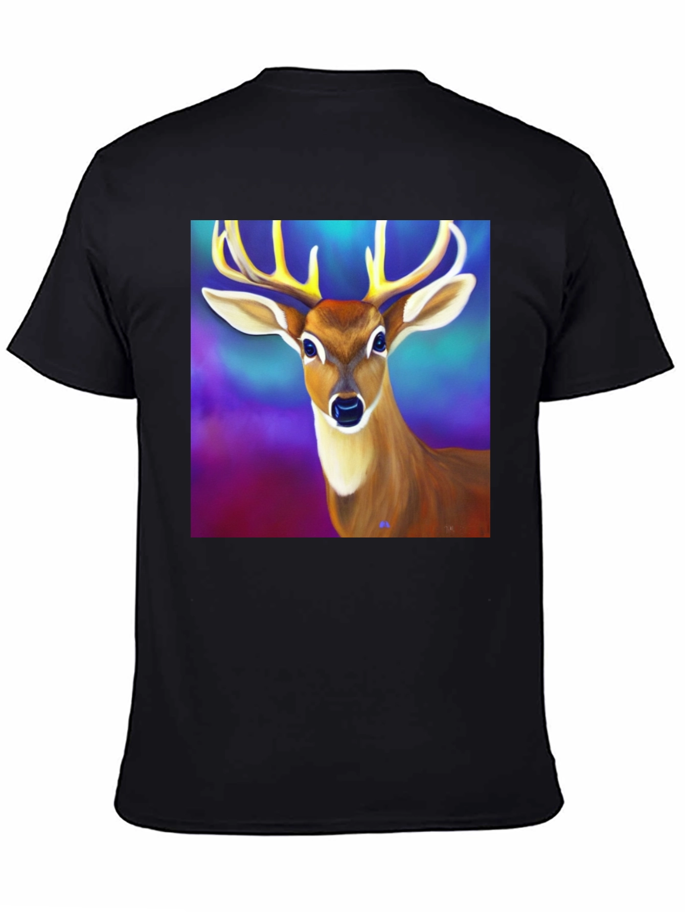 Deer Graphic Tee - Mens Black Cotton T-Shirt