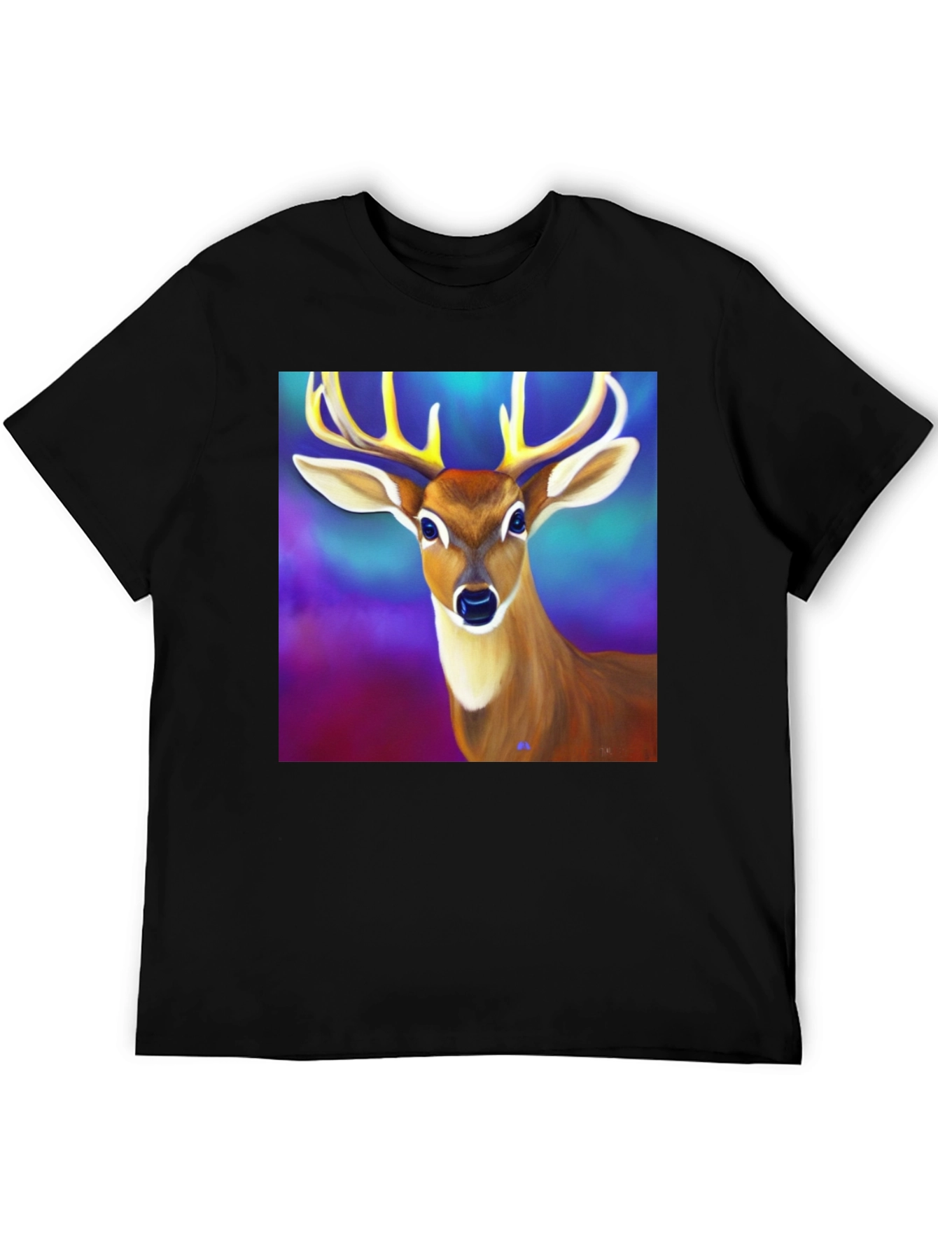 Deer Graphic Tee - Mens Black Cotton T-Shirt