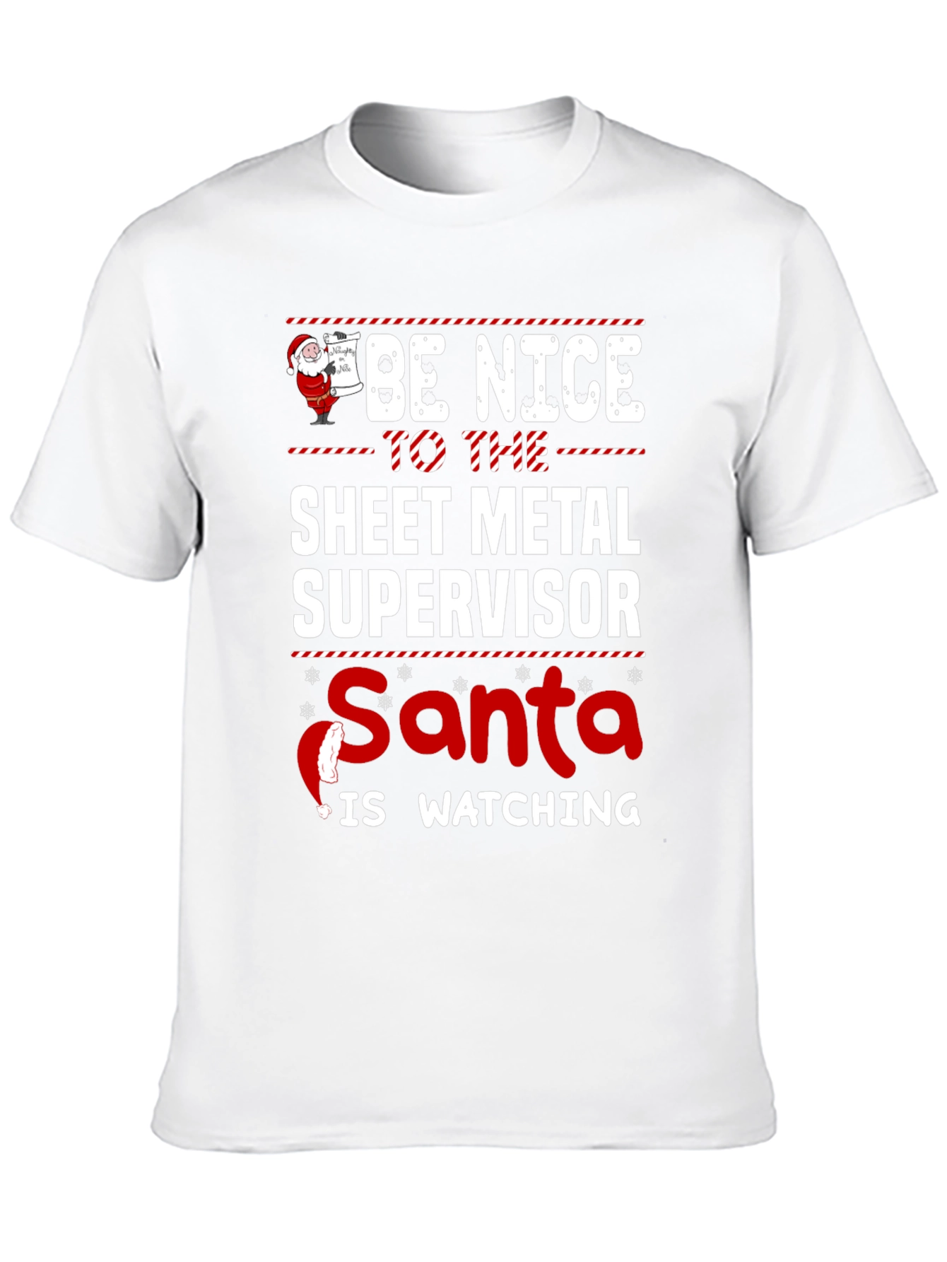Funny Sheet Metal Supervisor Santa Watching T-Shirt