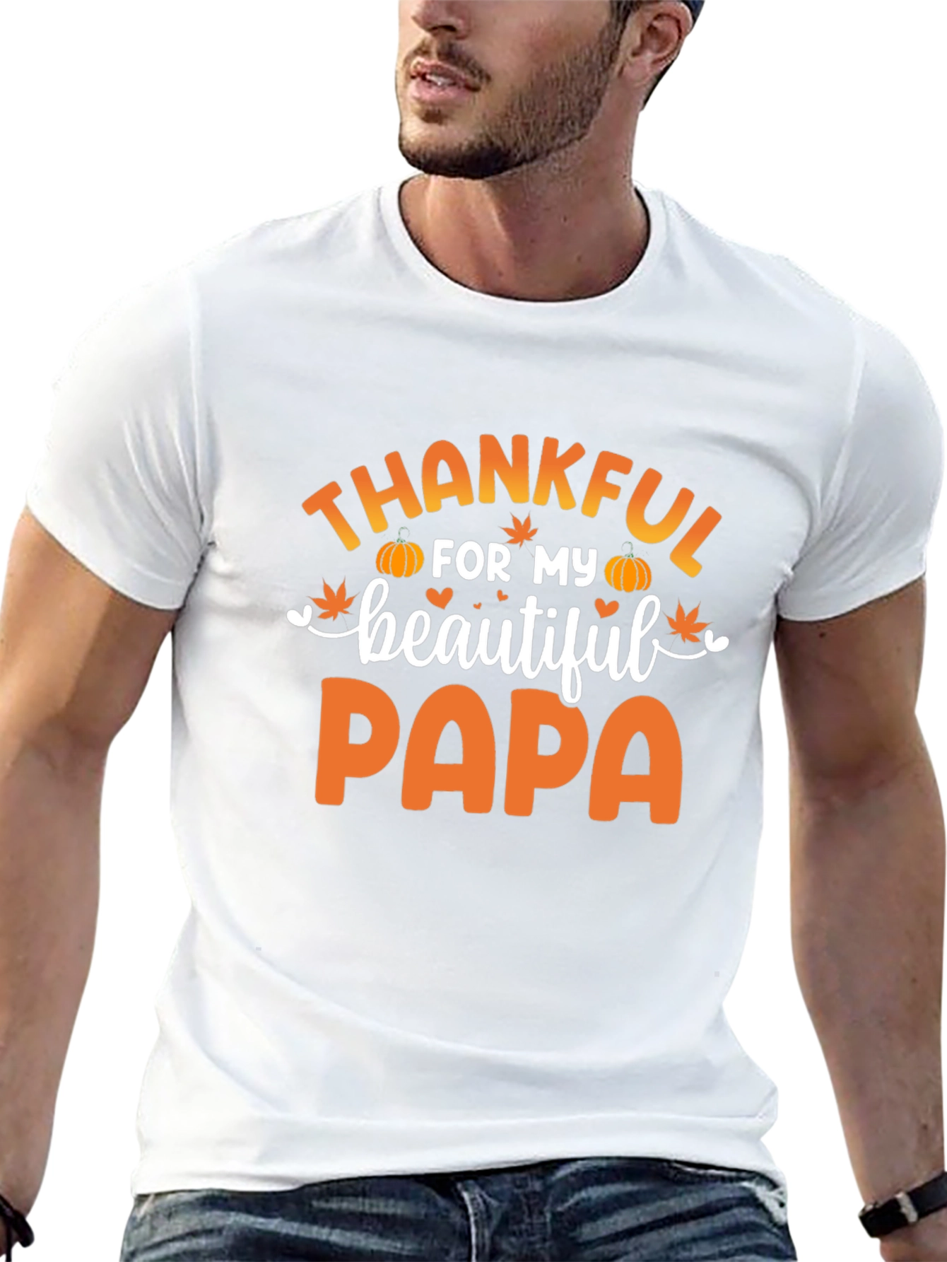 Thankful Papa T-Shirt - Autumn Harvest Design
