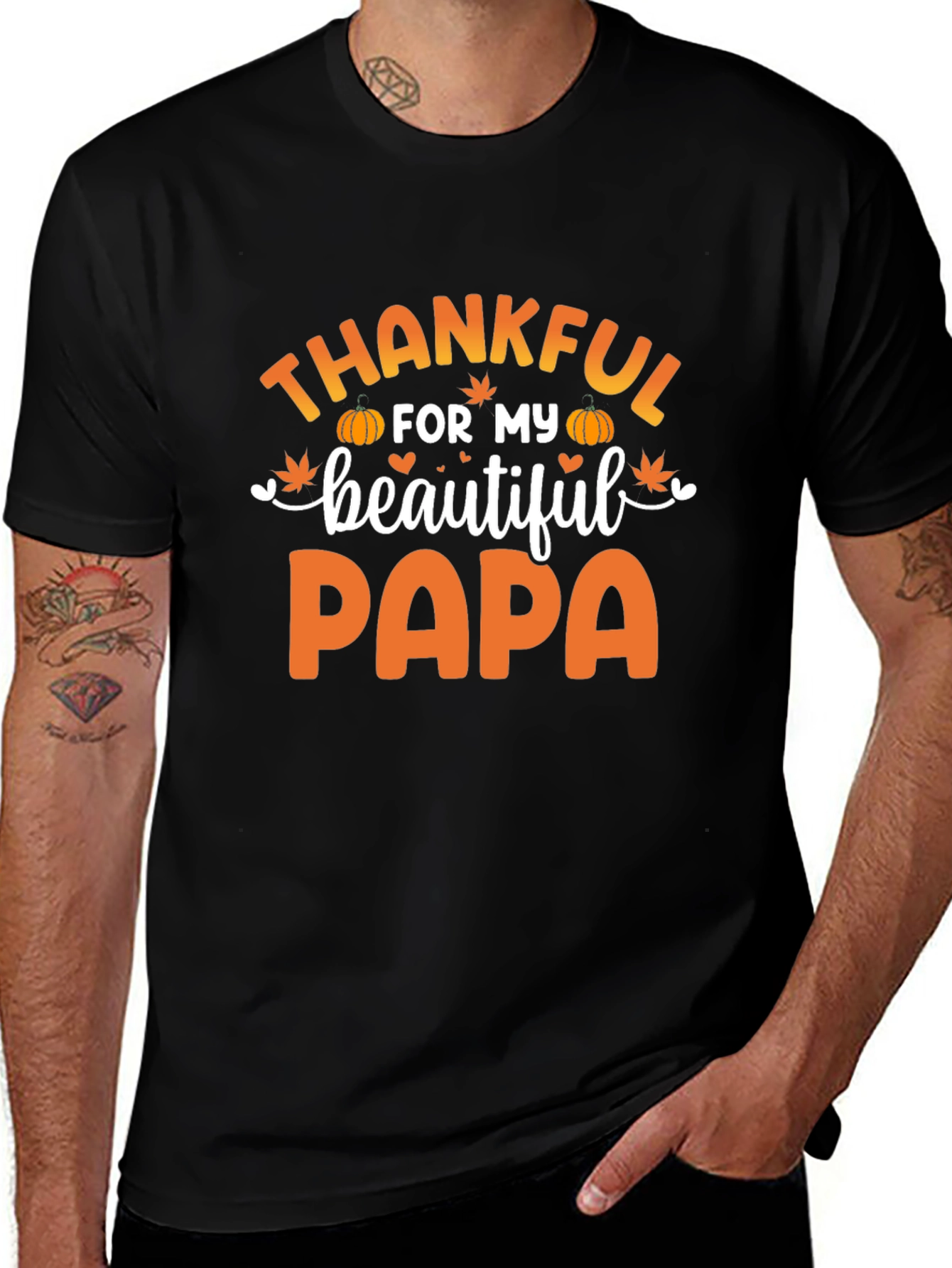 Thankful Papa T-Shirt - Autumn Harvest Design
