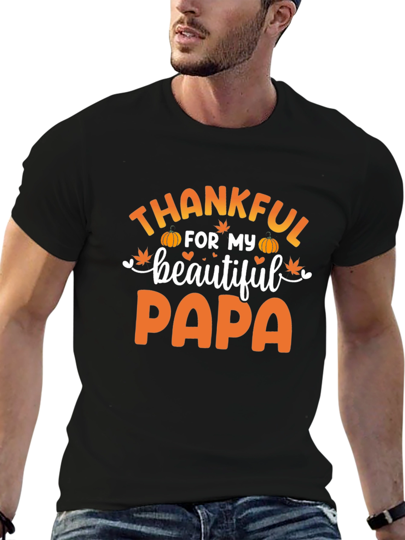 Thankful Papa T-Shirt - Autumn Harvest Design