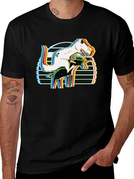 Dino Riding Unicorn Retro Style Graphic T-Shirt