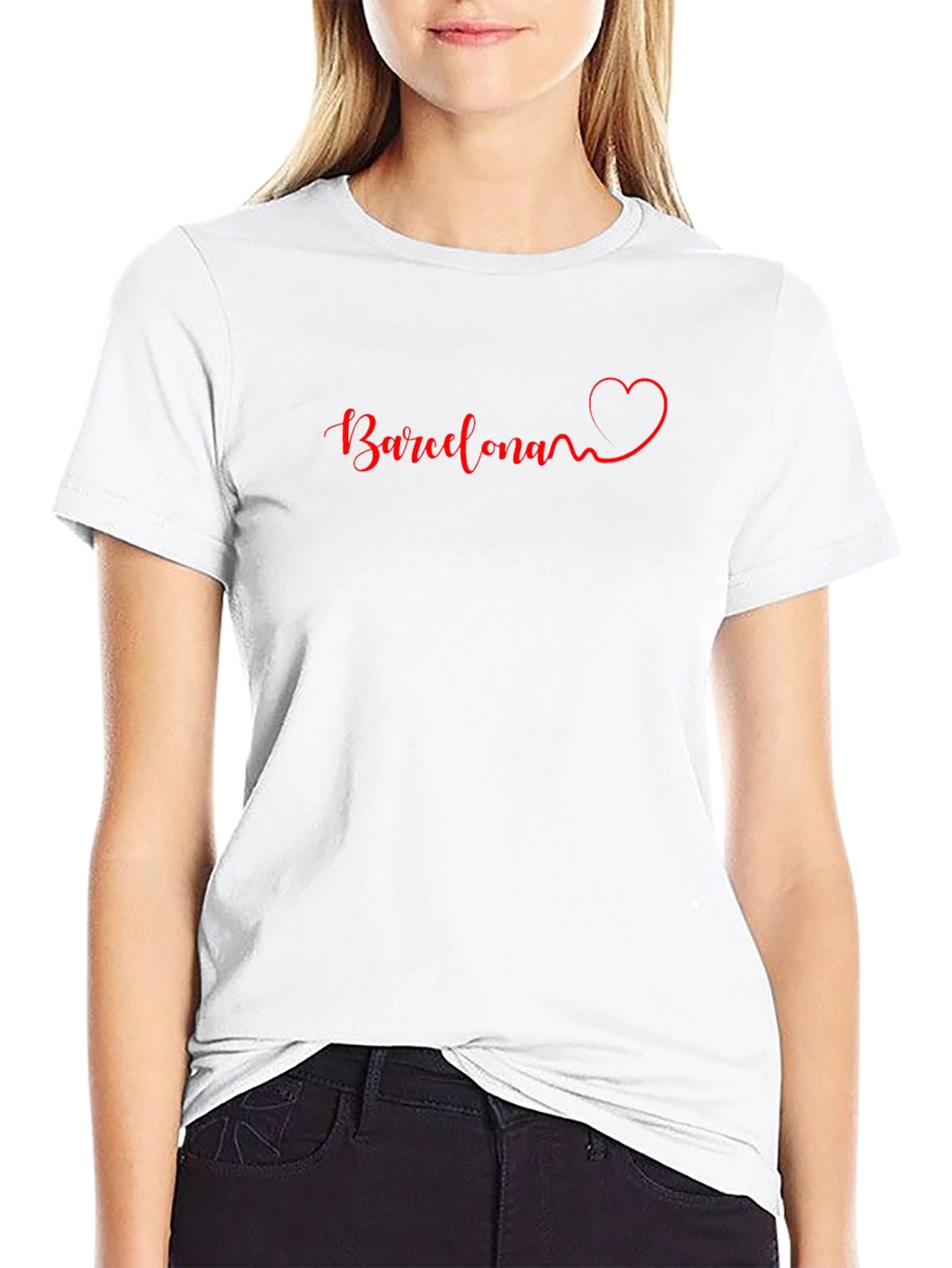 Barcelona Heart Graphic Black T-Shirt