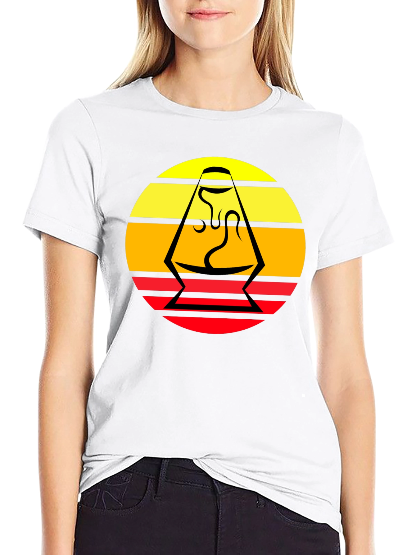 Retro Lava Lamp Graphic Tee - Black Cotton T-Shirt