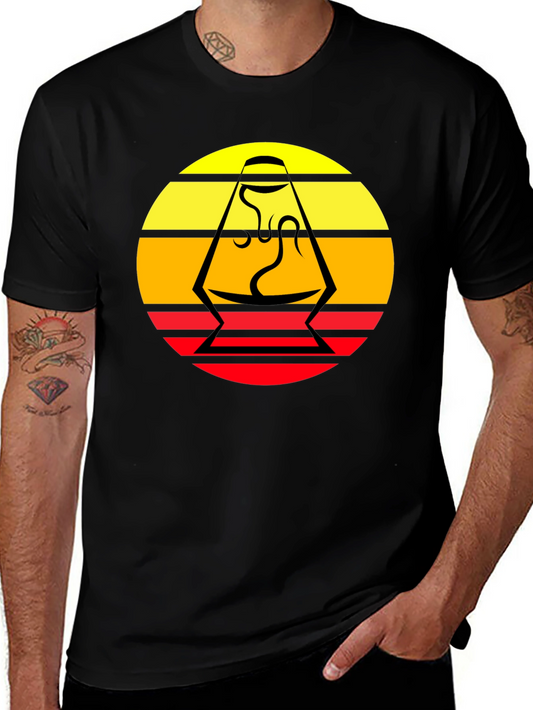 Retro Lava Lamp Graphic Tee - Black Cotton T-Shirt