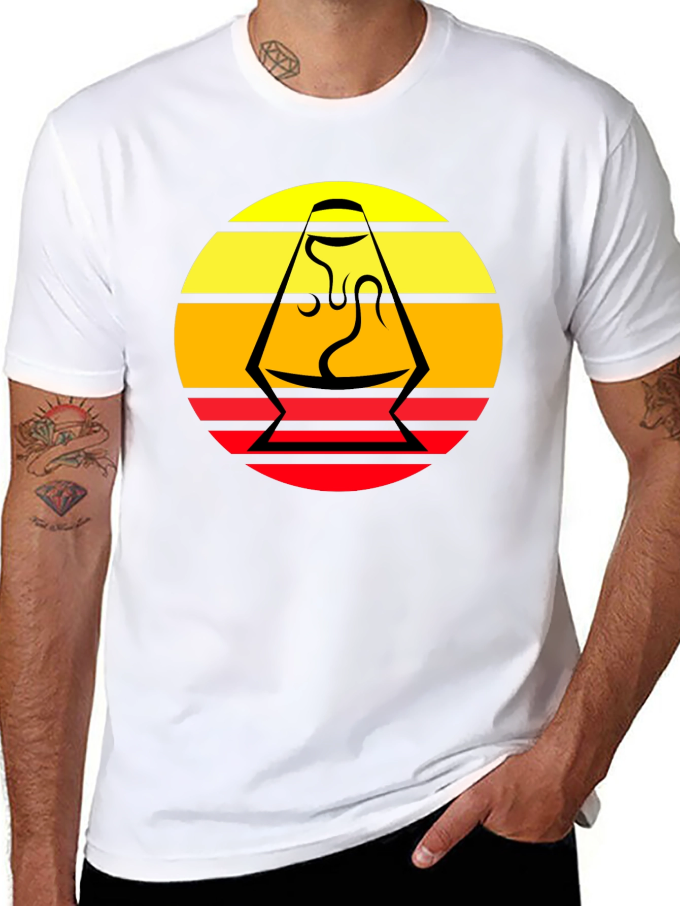Retro Lava Lamp Graphic Tee - Black Cotton T-Shirt