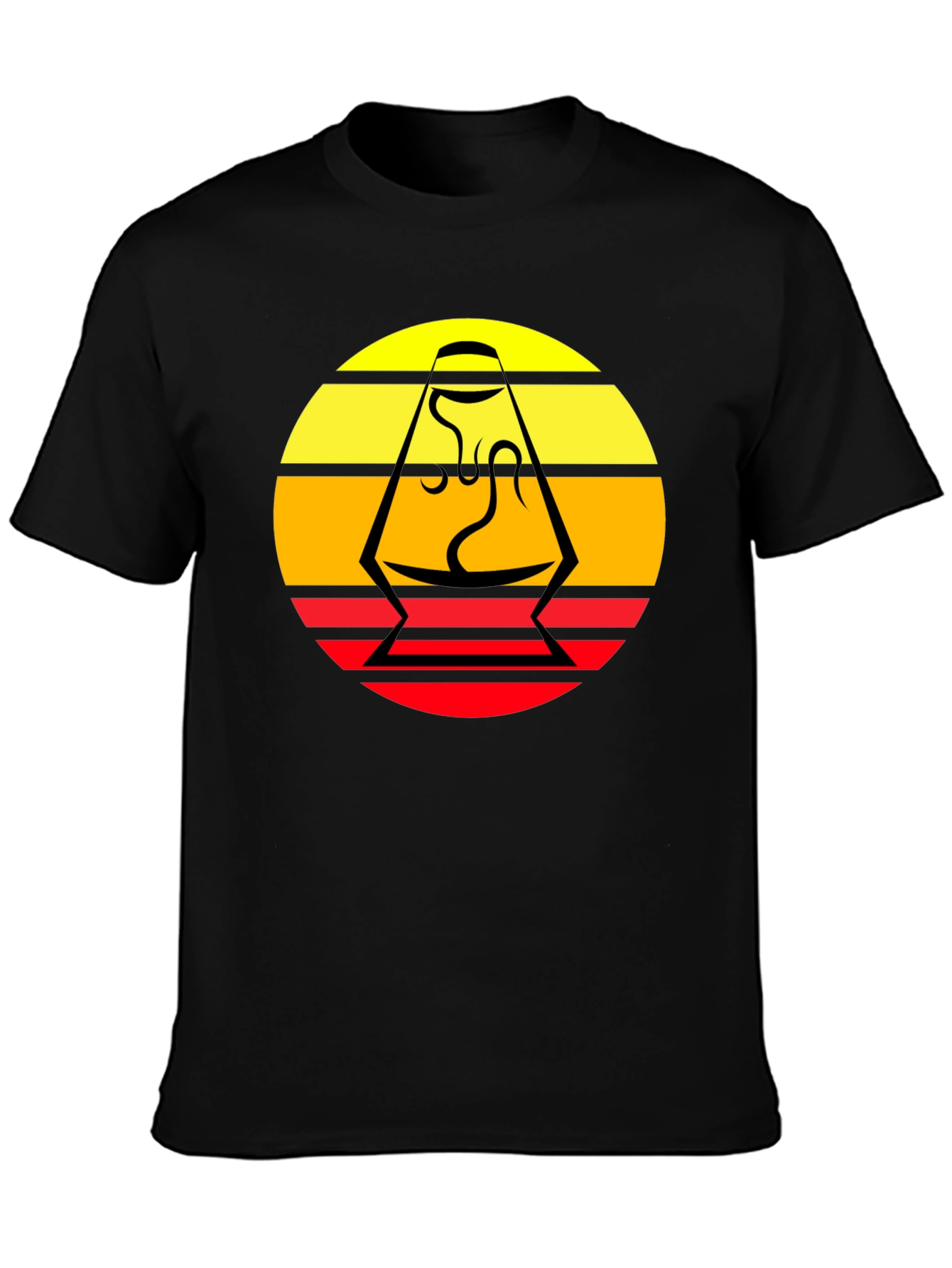Retro Lava Lamp Graphic Tee - Black Cotton T-Shirt