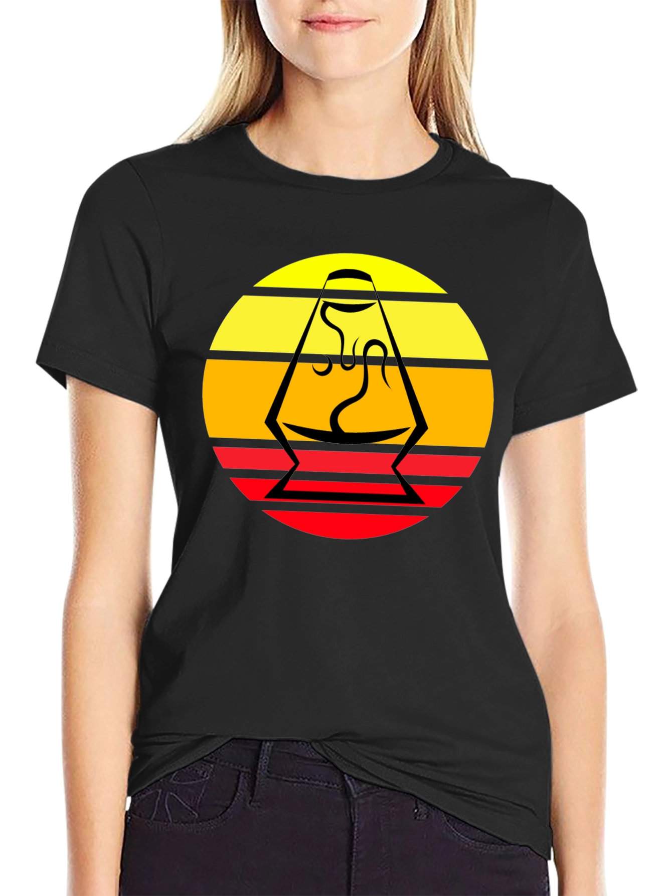 Retro Lava Lamp Graphic Tee - Black Cotton T-Shirt