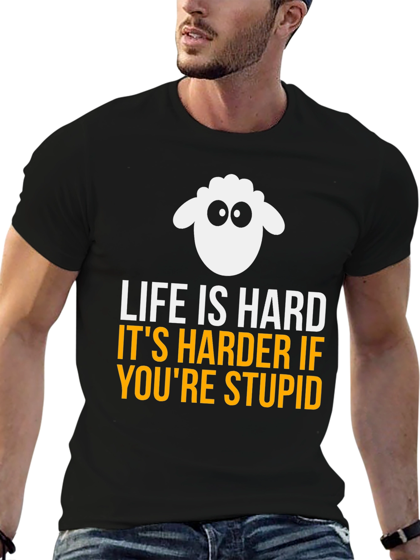 Funny Sheep Graphic T-Shirt - Life Is Hard