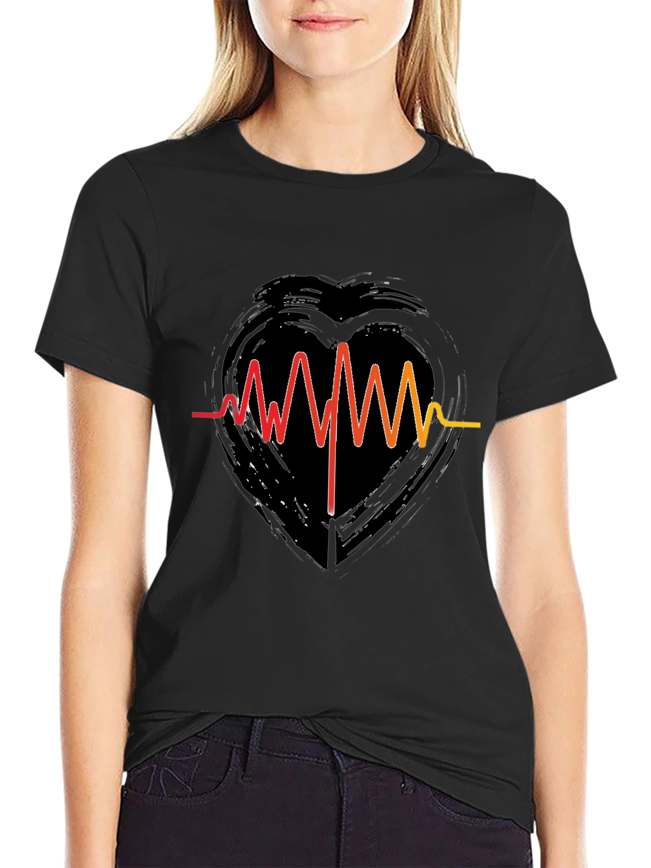 Heartbeat Heart Grunge Graphic T-Shirt