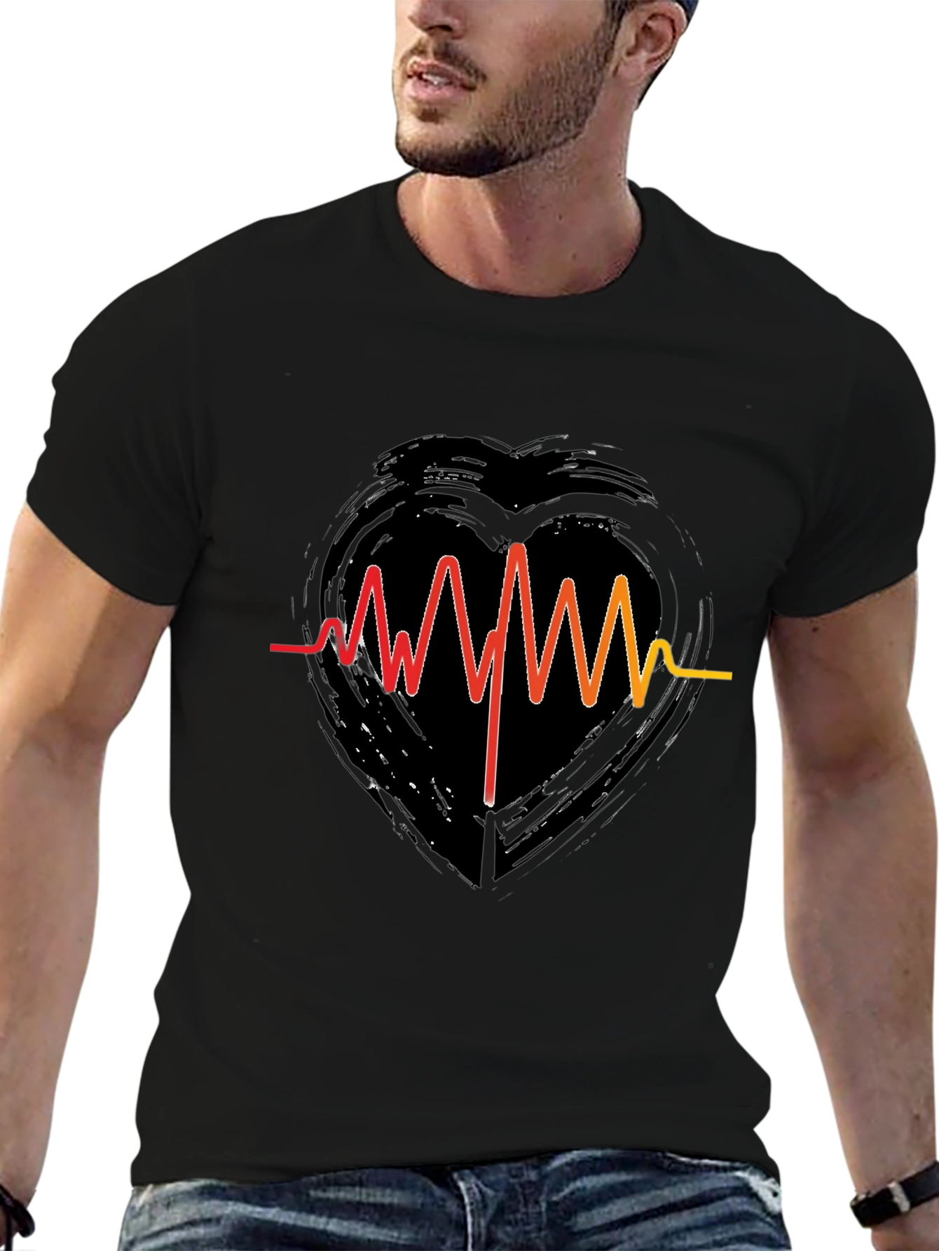 Heartbeat Heart Grunge Graphic T-Shirt