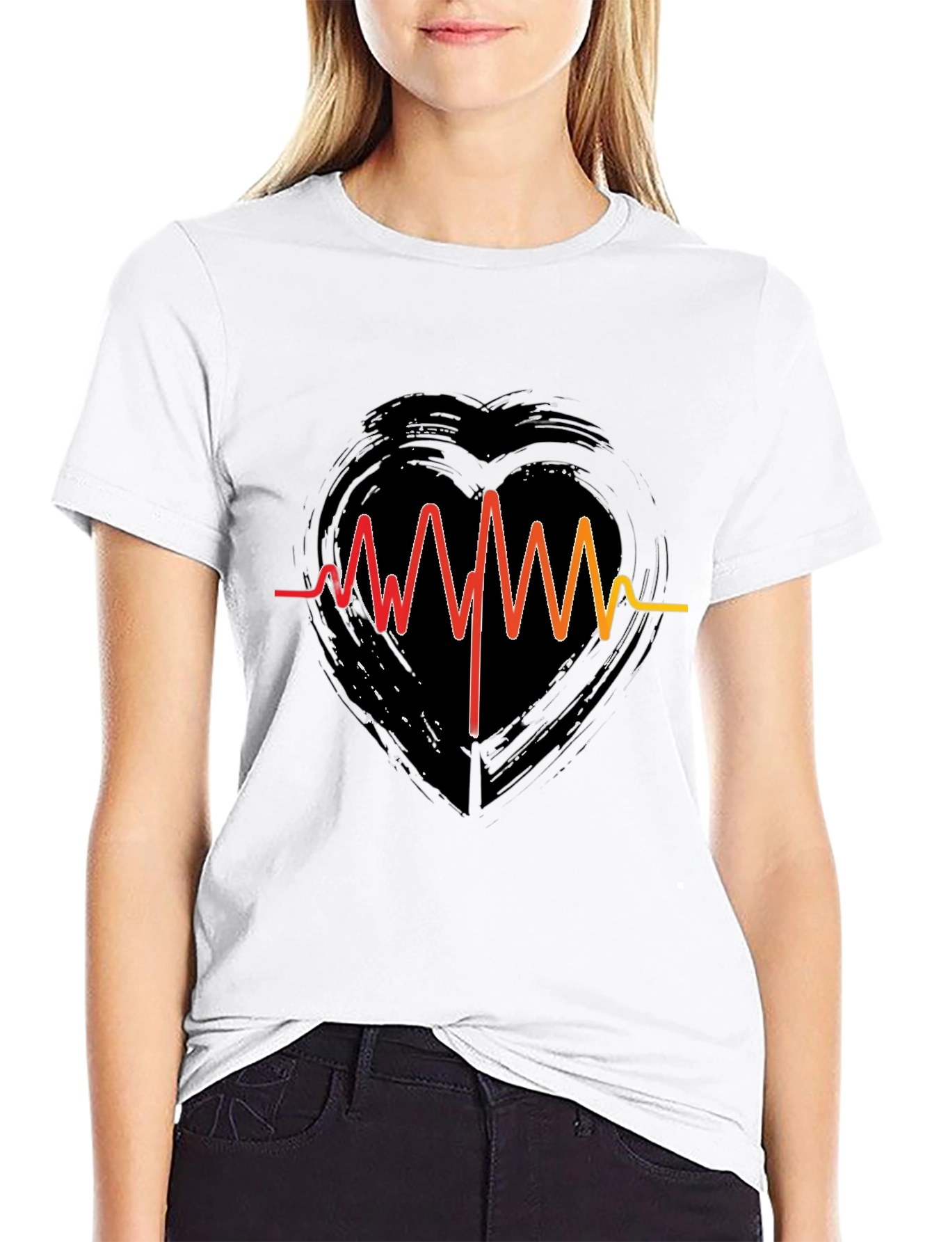 Heartbeat Heart Grunge Graphic T-Shirt