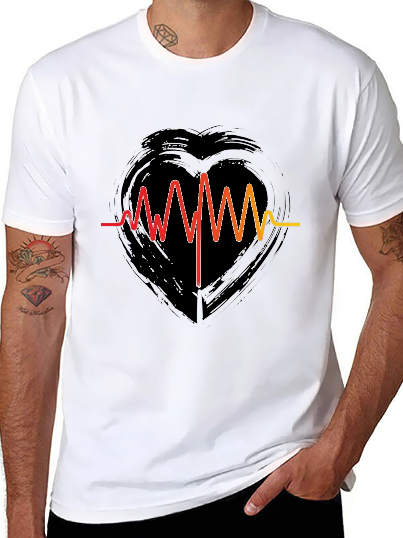 Heartbeat Heart Grunge Graphic T-Shirt