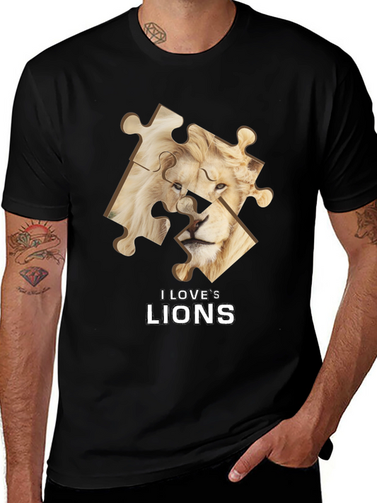 I Love Lions Puzzle Piece Graphic T-Shirt
