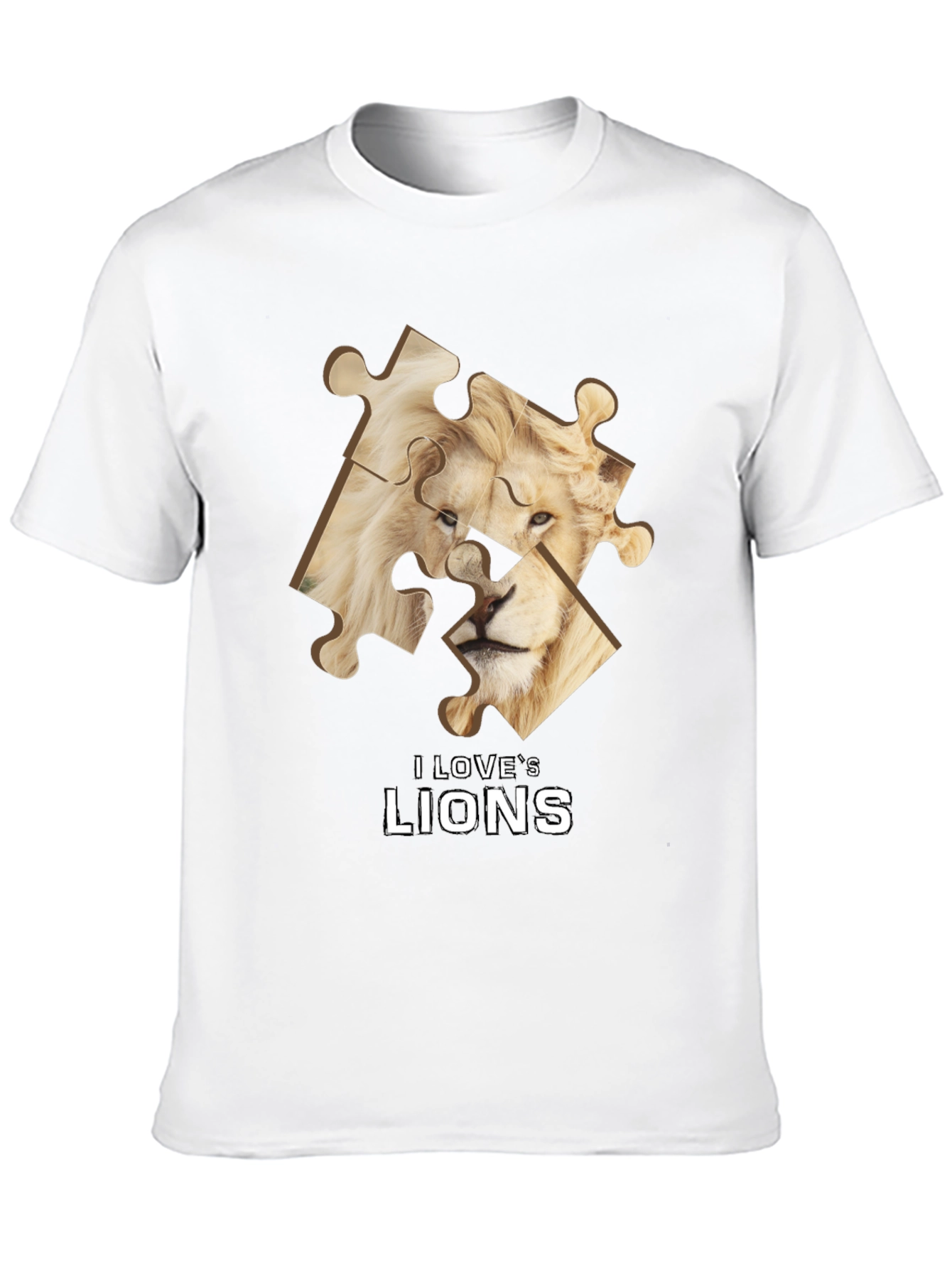 I Love Lions Puzzle Piece Graphic T-Shirt