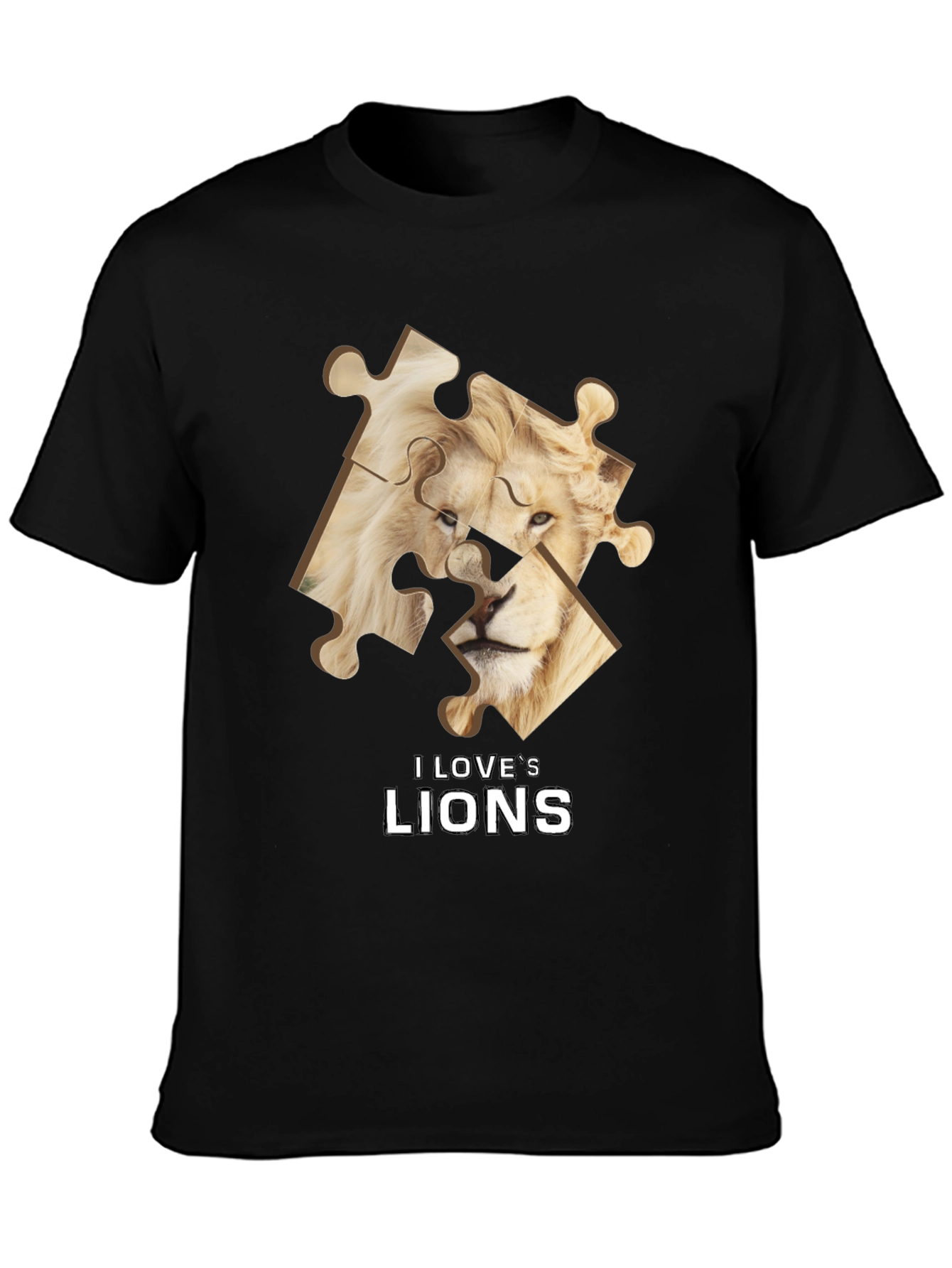 I Love Lions Puzzle Piece Graphic T-Shirt