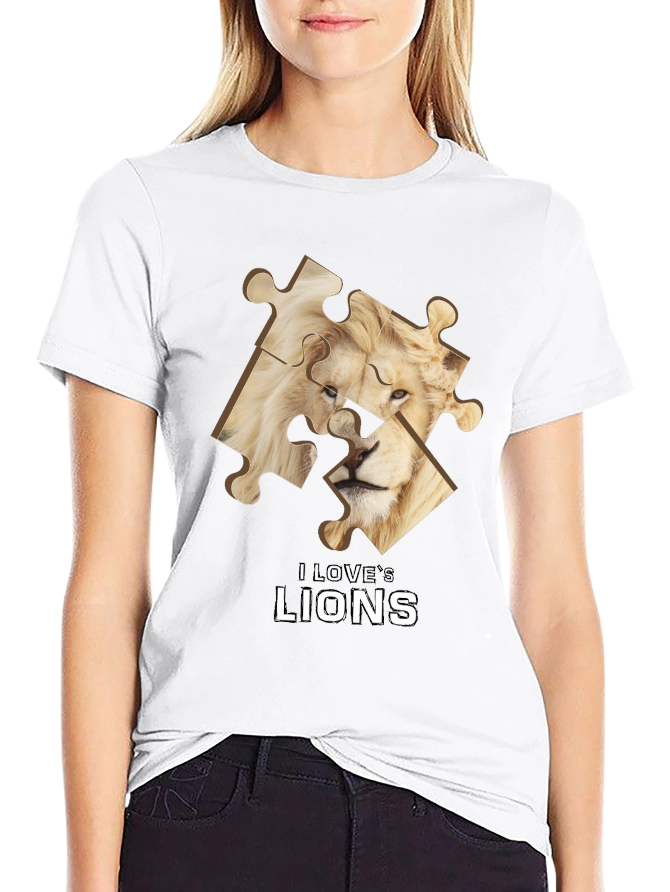 I Love Lions Puzzle Piece Graphic T-Shirt