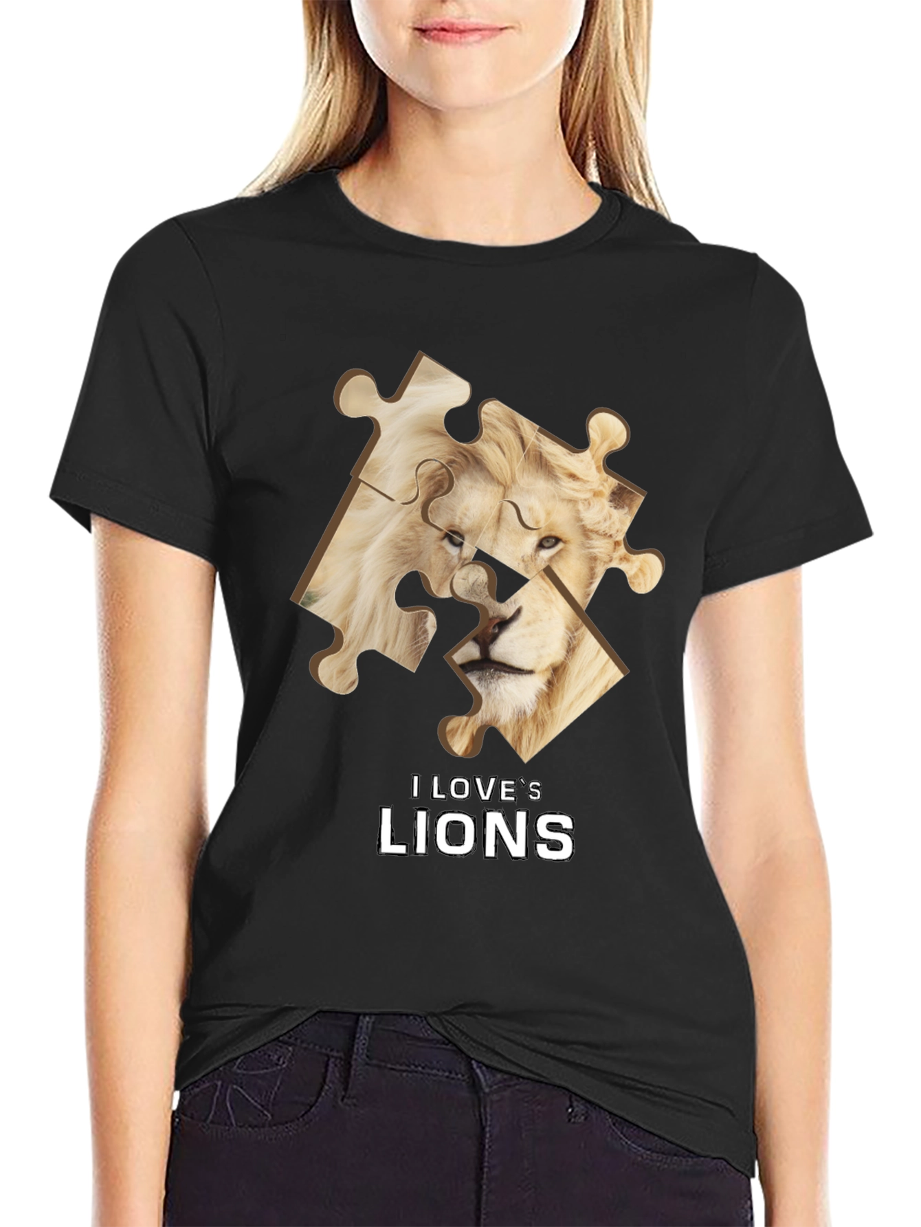 I Love Lions Puzzle Piece Graphic T-Shirt