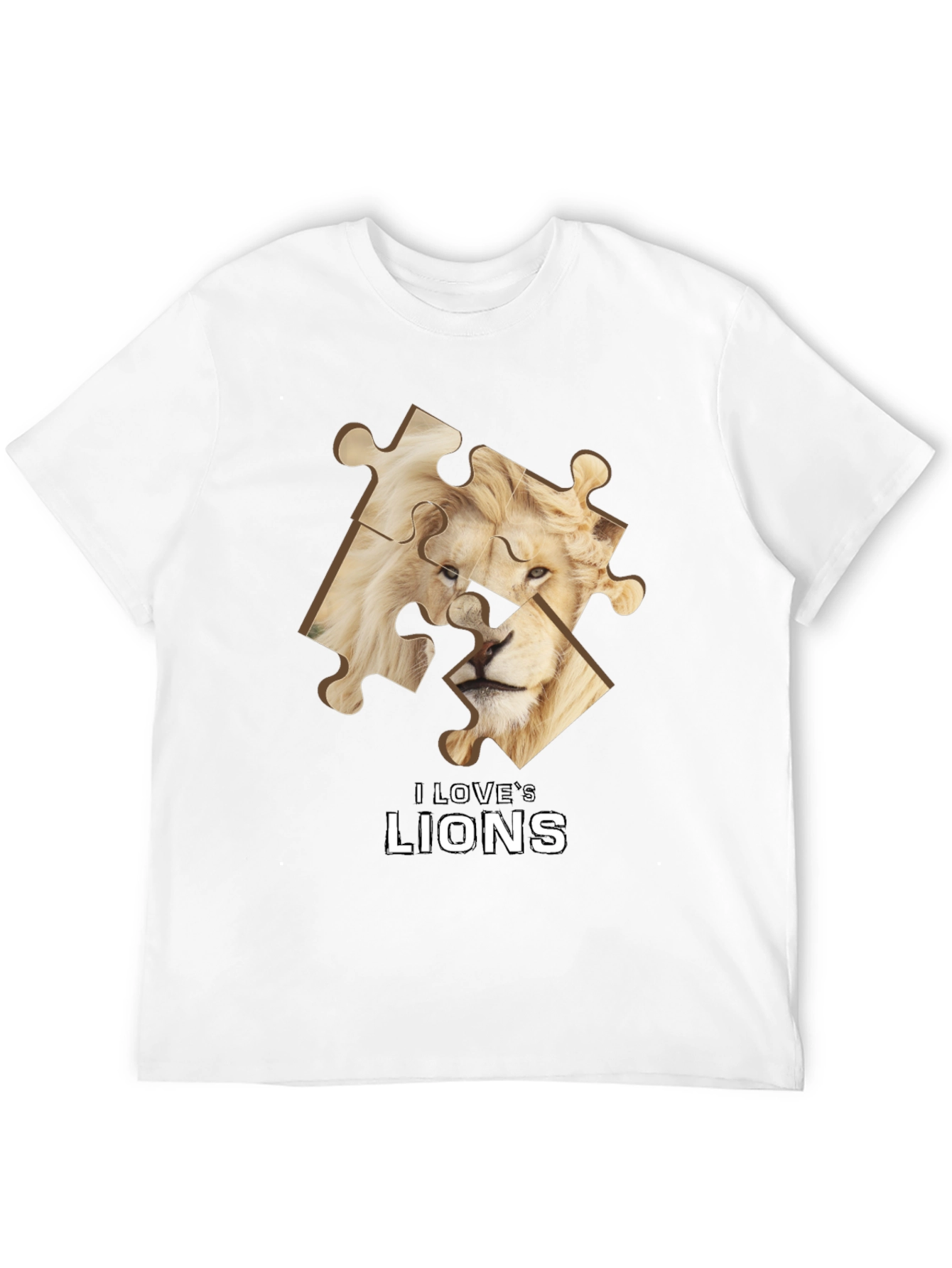 I Love Lions Puzzle Piece Graphic T-Shirt
