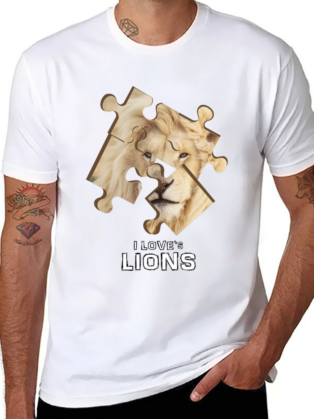 I Love Lions Puzzle Piece Graphic T-Shirt