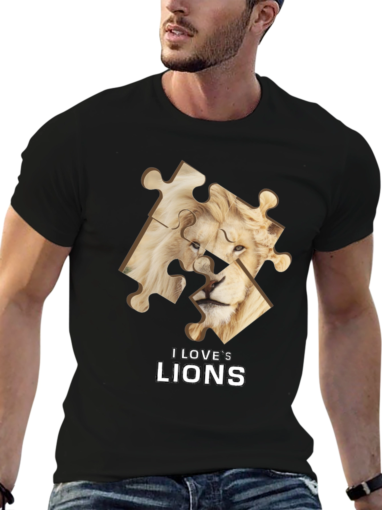 I Love Lions Puzzle Piece Graphic T-Shirt