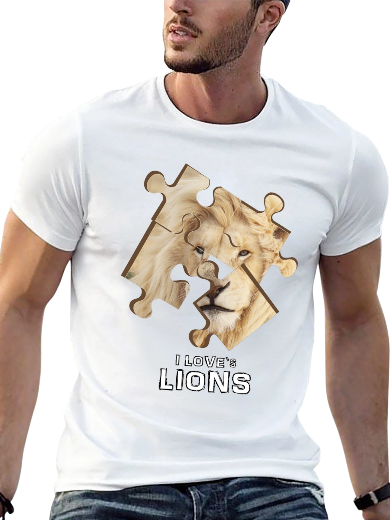I Love Lions Puzzle Piece Graphic T-Shirt