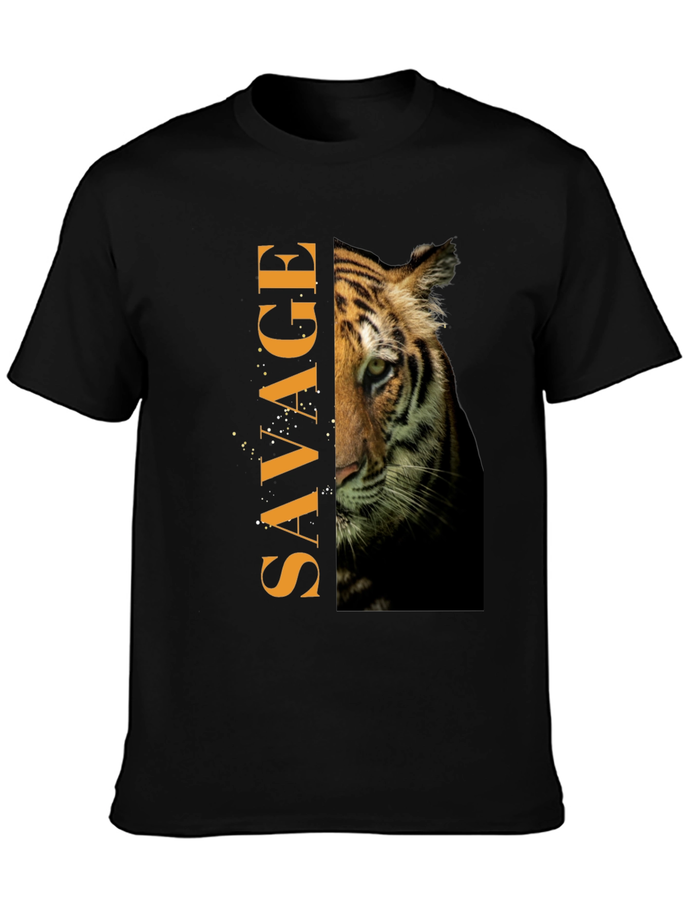 Savage Tiger Graphic Print Mens Black T-Shirt