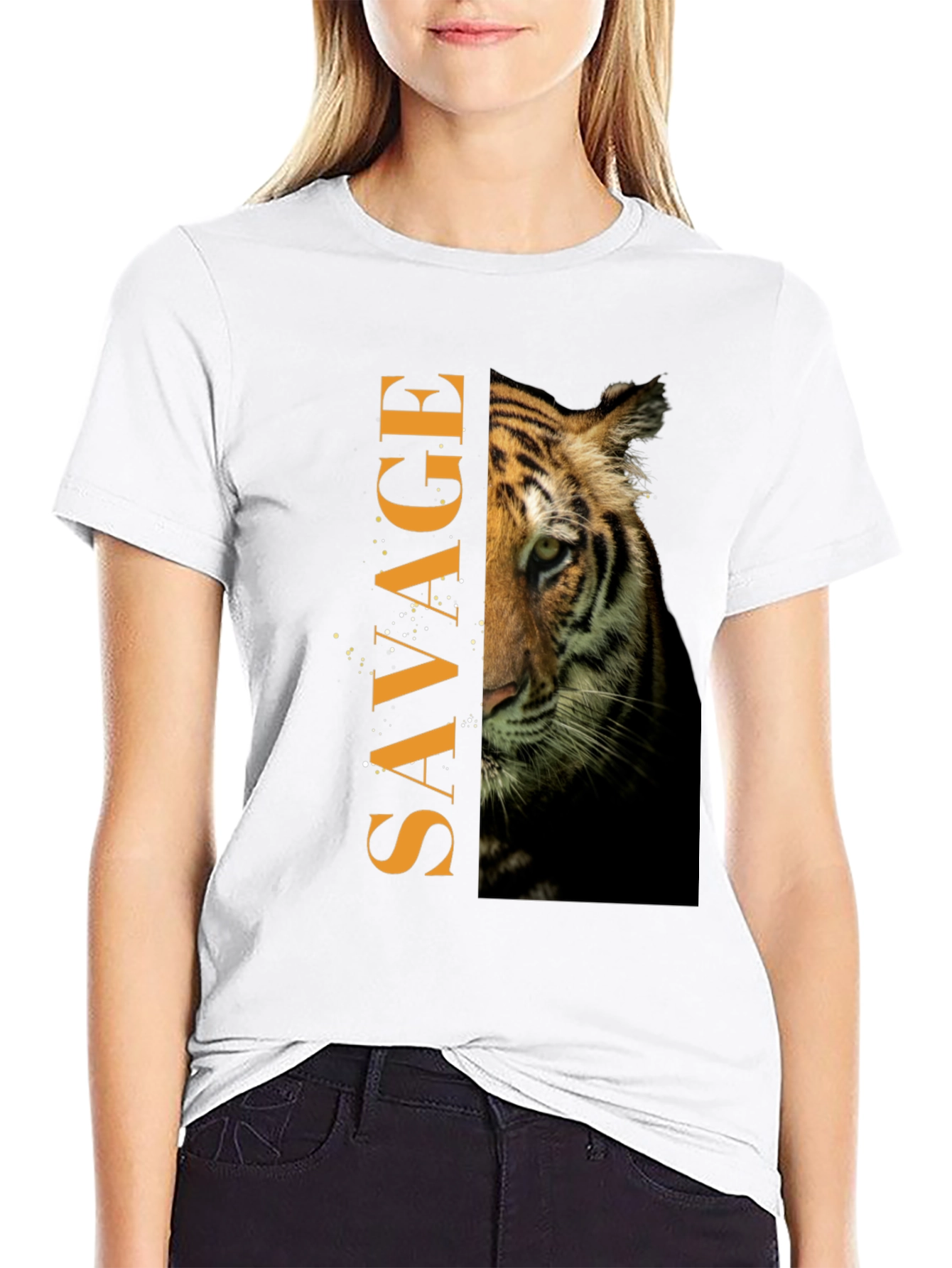 Savage Tiger Graphic Print Mens Black T-Shirt