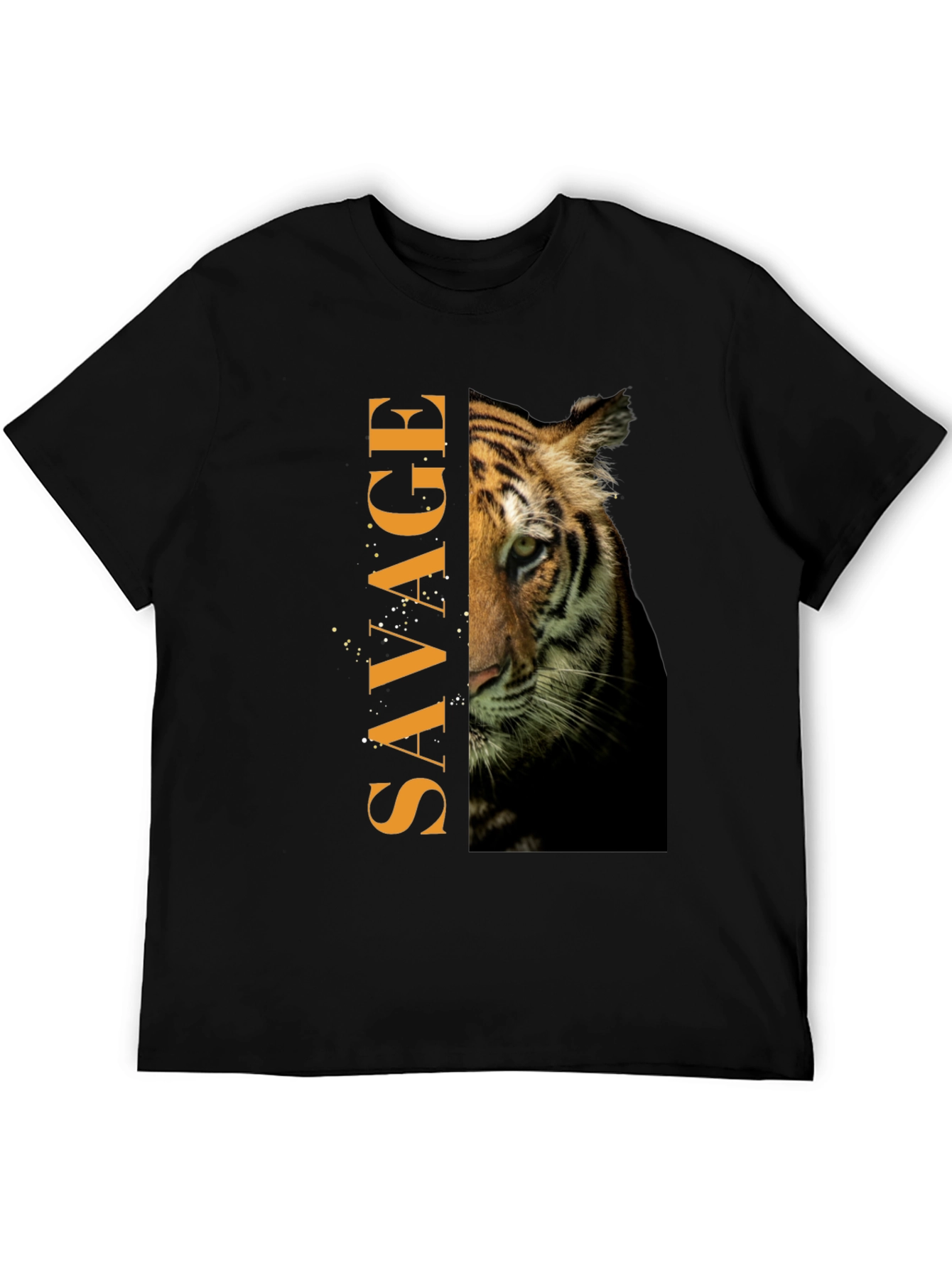 Savage Tiger Graphic Print Mens Black T-Shirt