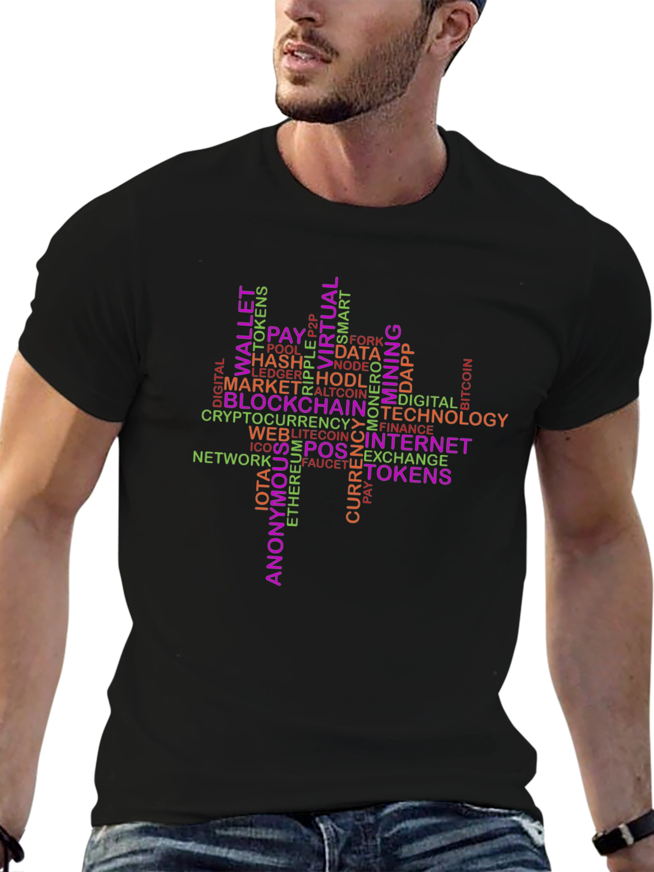 Crypto Word Art T-Shirt - Blockchain Technology Tee