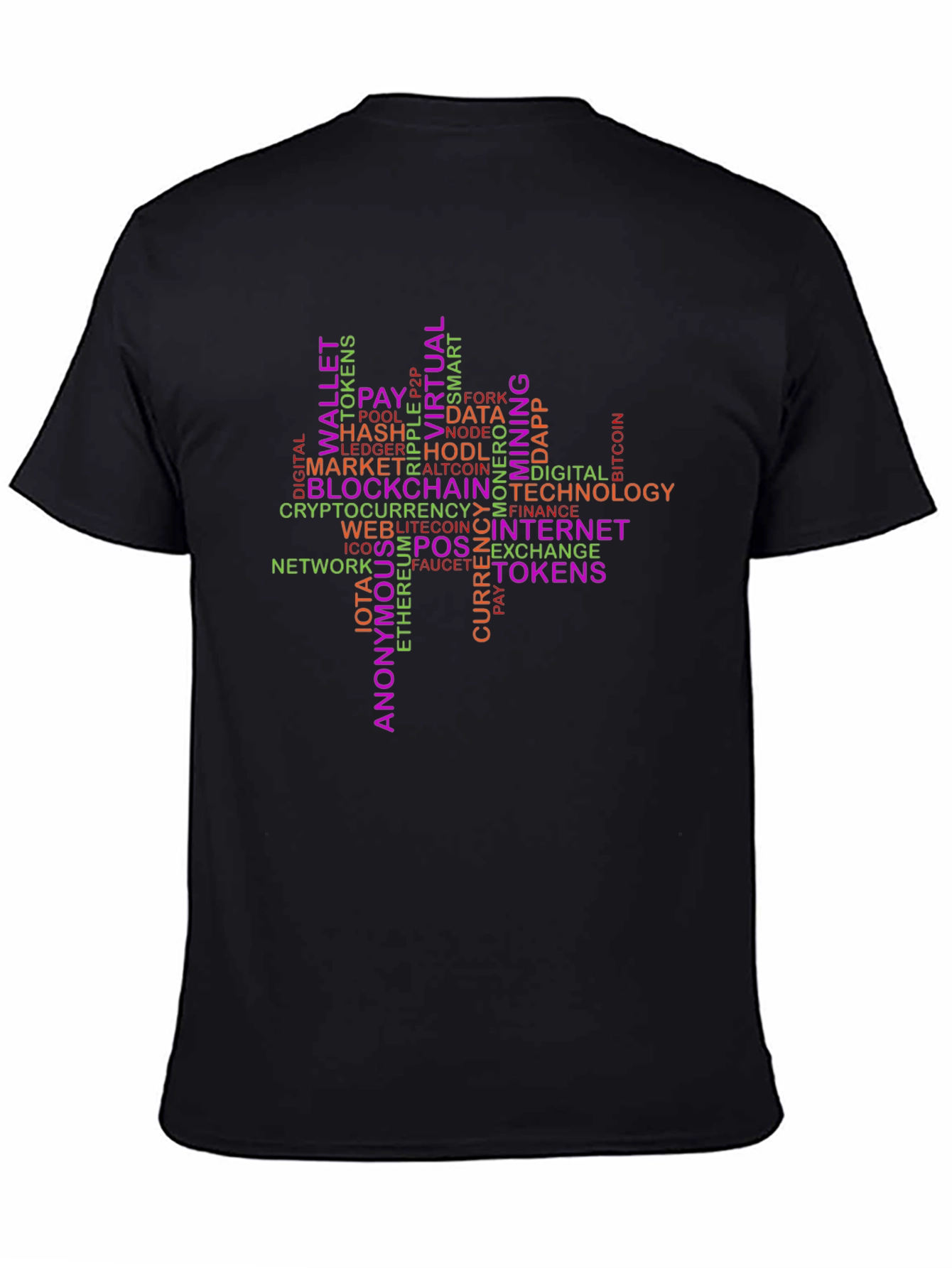 Crypto Word Art T-Shirt - Blockchain Technology Tee