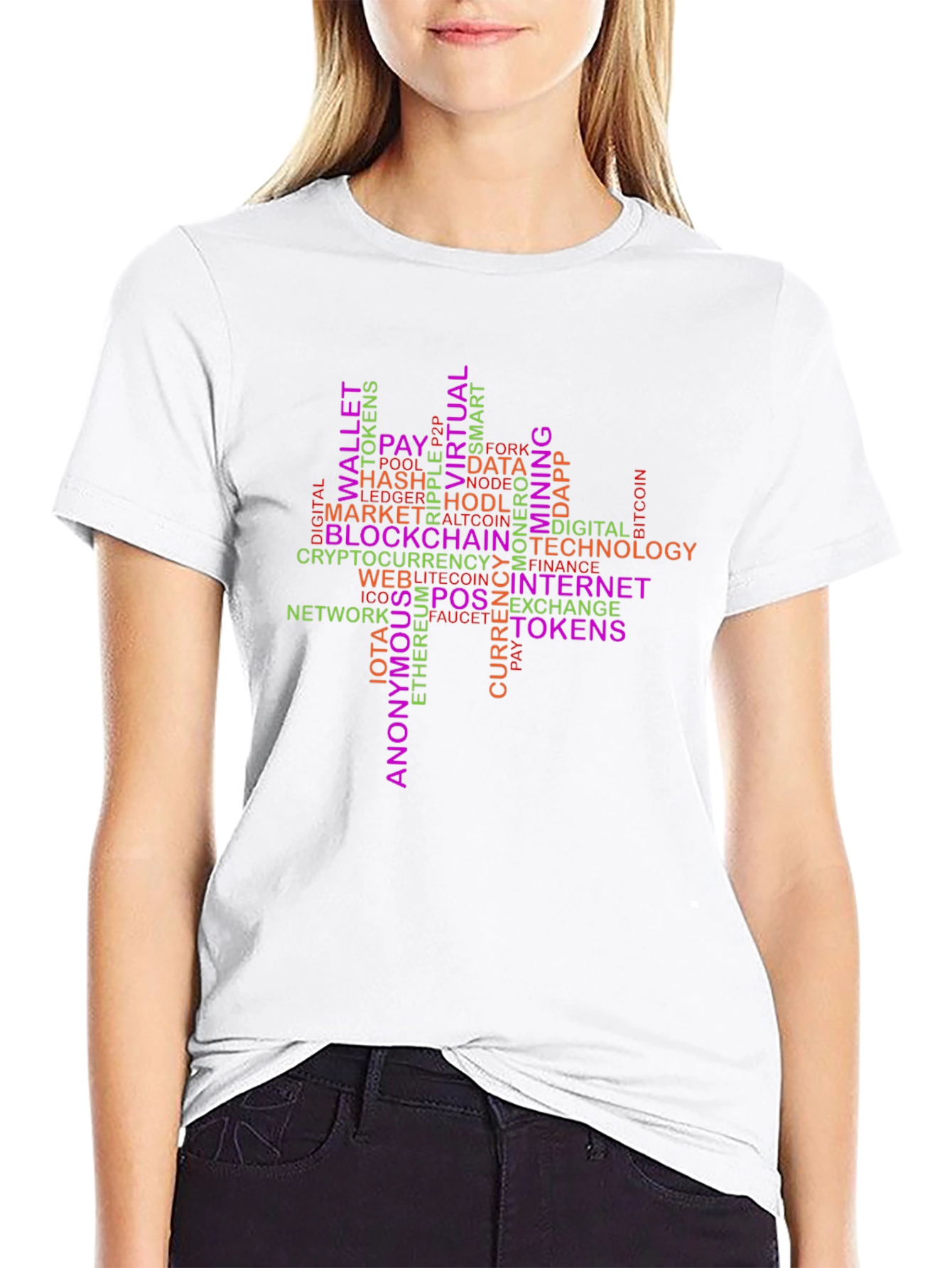 Crypto Word Art T-Shirt - Blockchain Technology Tee