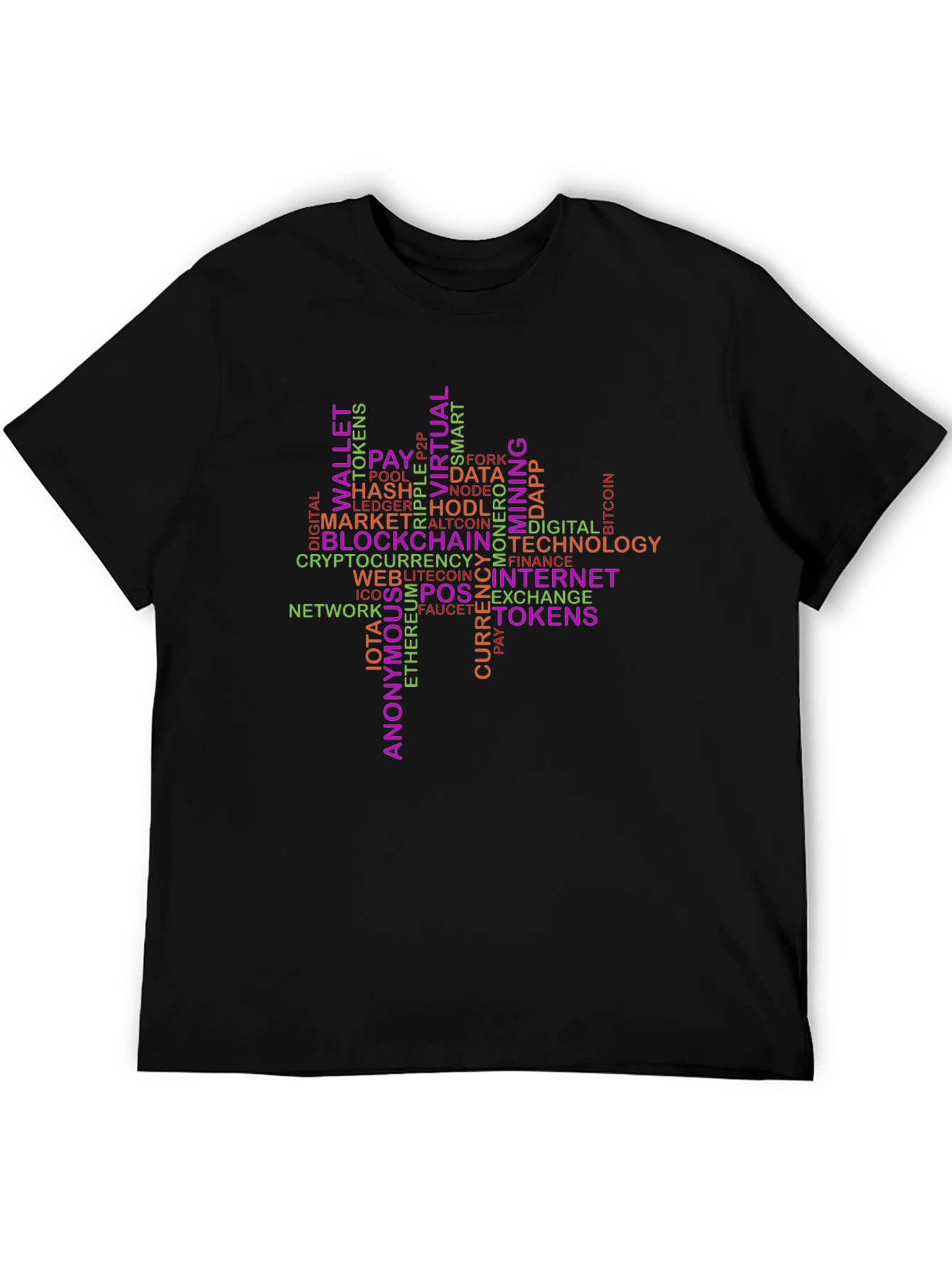 Crypto Word Art T-Shirt - Blockchain Technology Tee