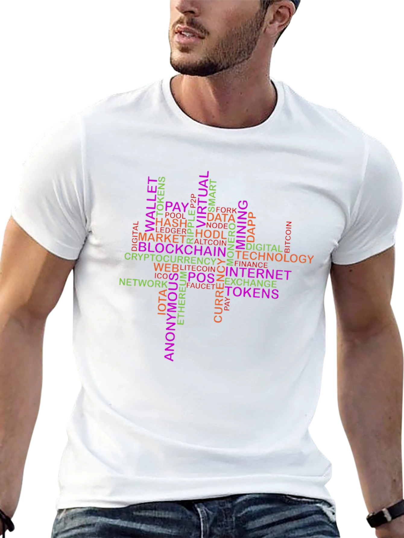 Crypto Word Art T-Shirt - Blockchain Technology Tee