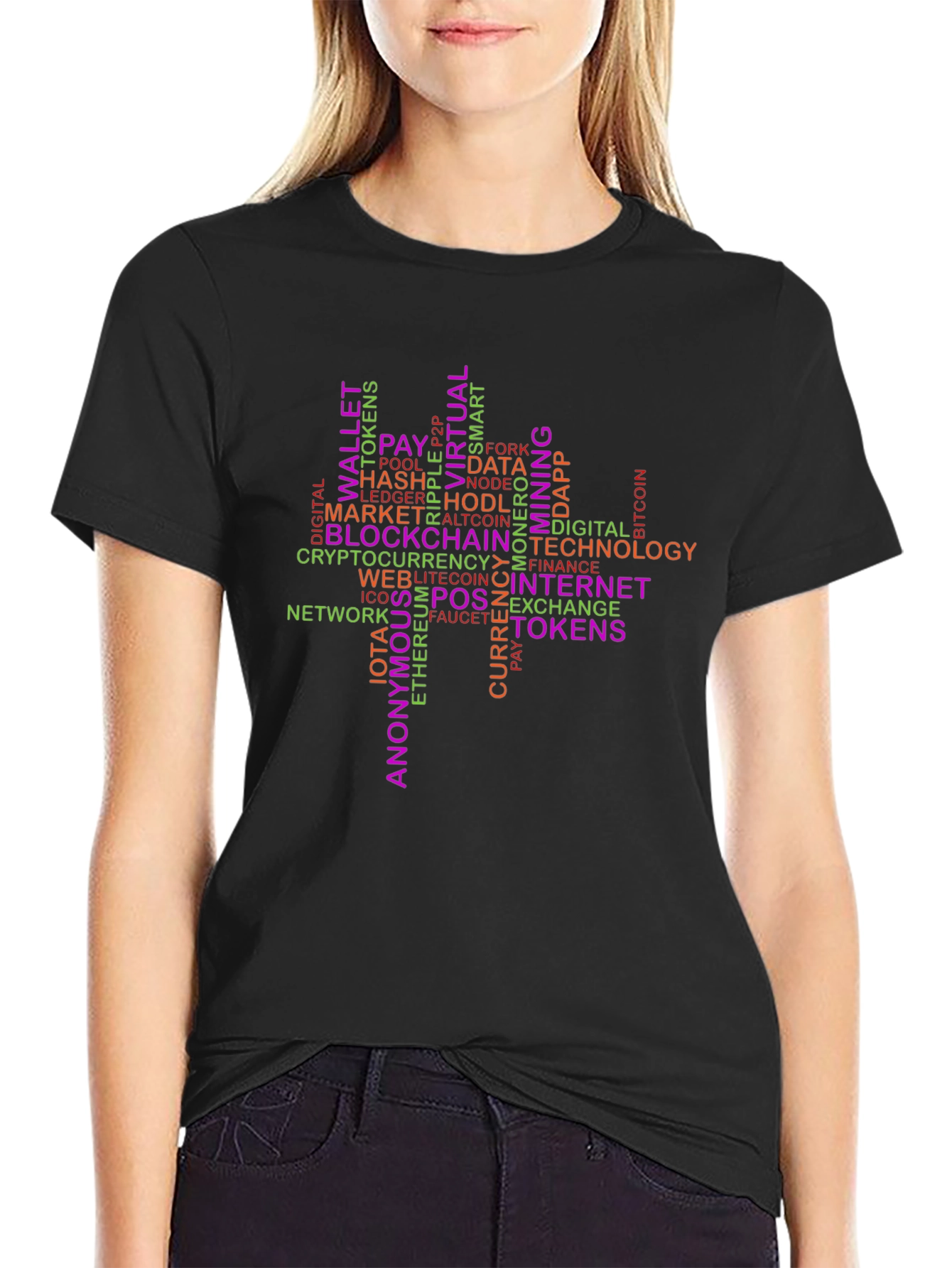 Crypto Word Art T-Shirt - Blockchain Technology Tee