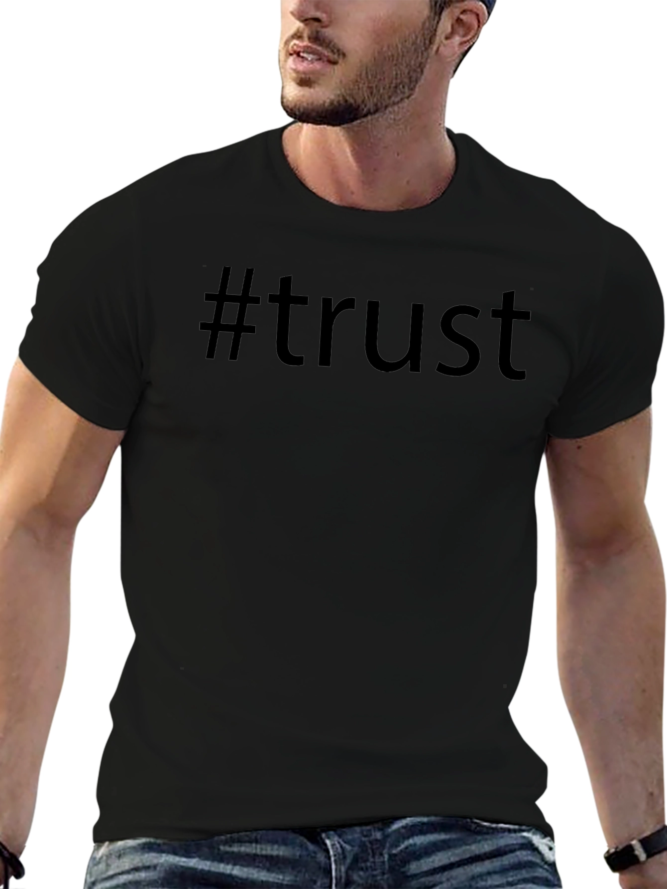 #trust Black Graphic T-Shirt - Casual Style