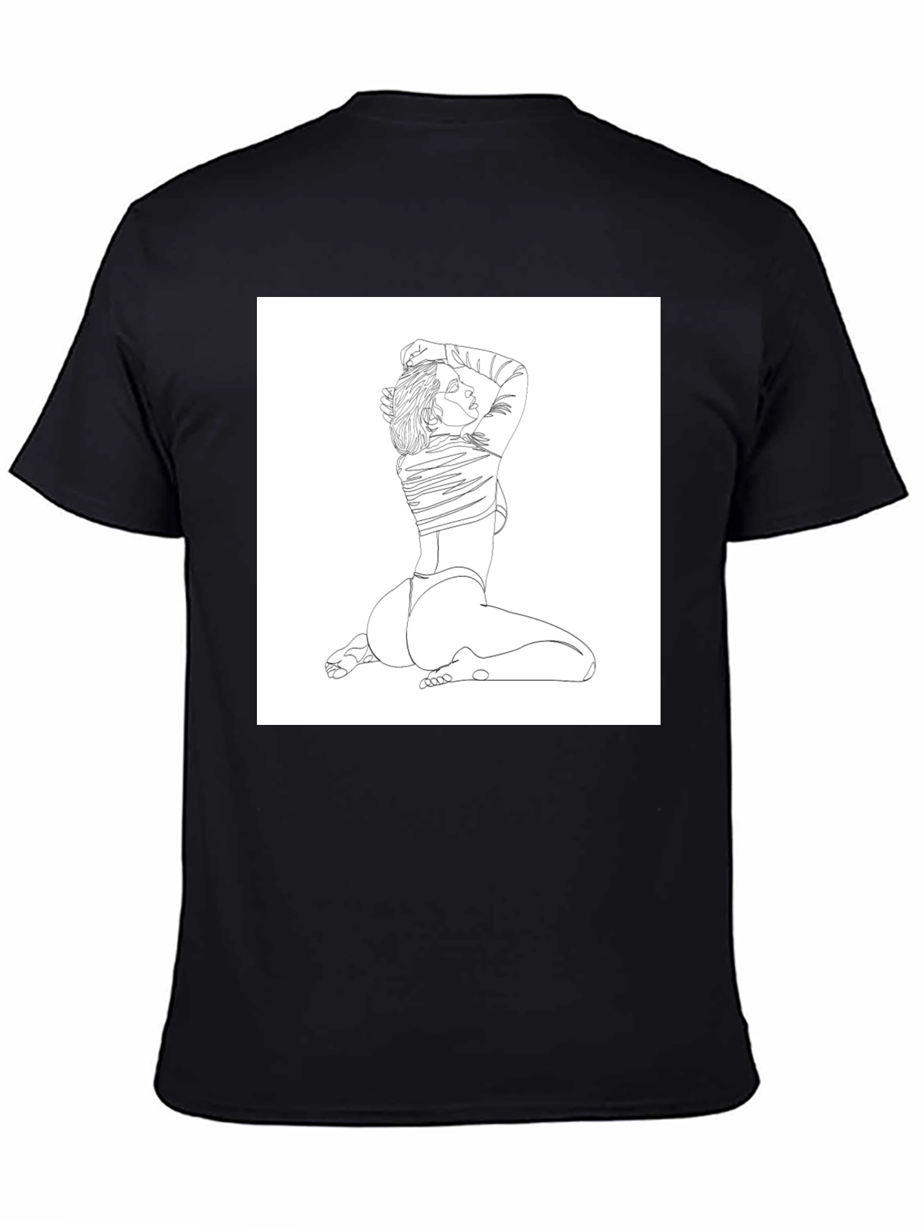 Line Art Woman Graphic Tee - Black