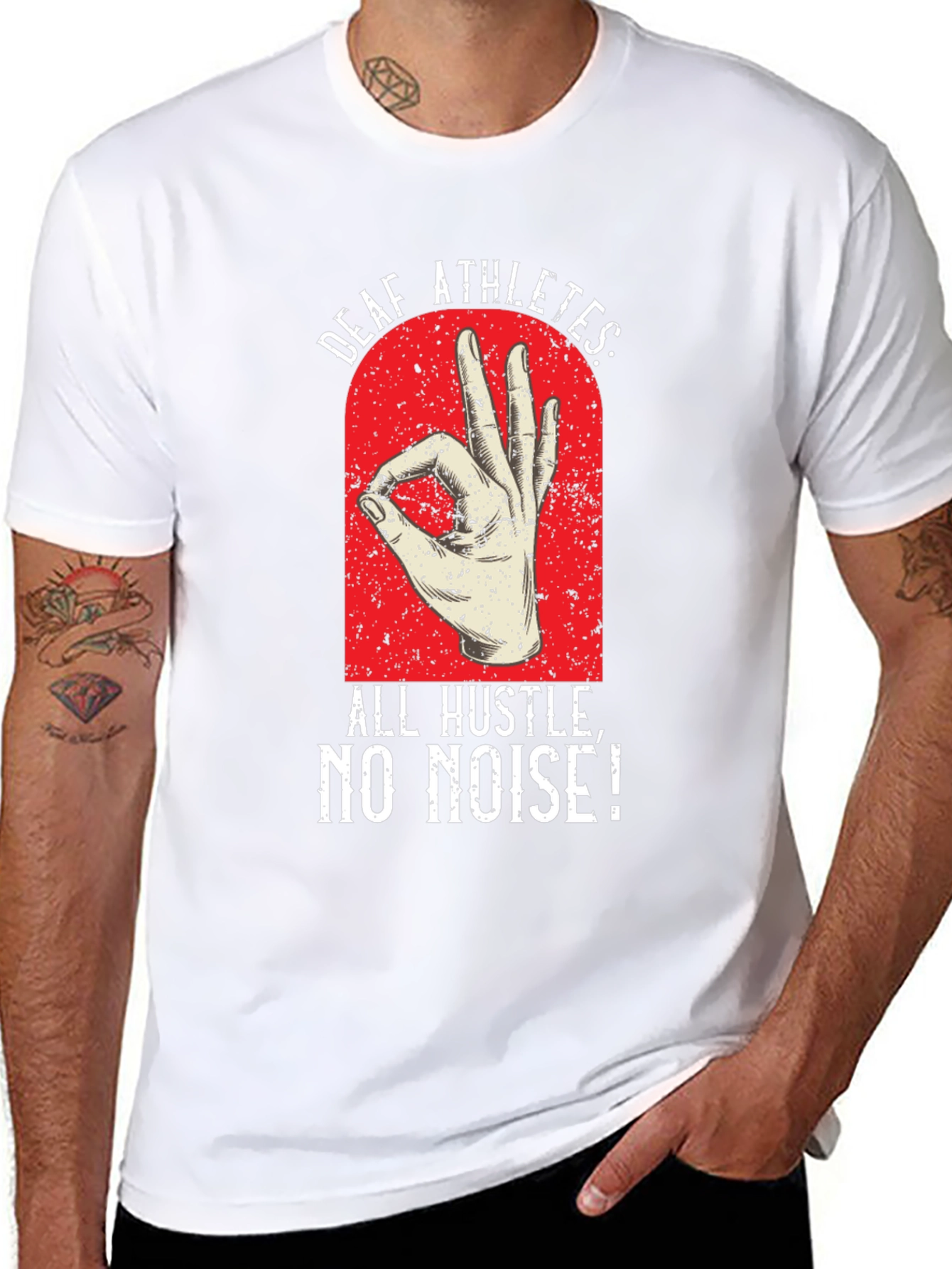 Deaf Athletes T-Shirt - All Hustle No Noise!